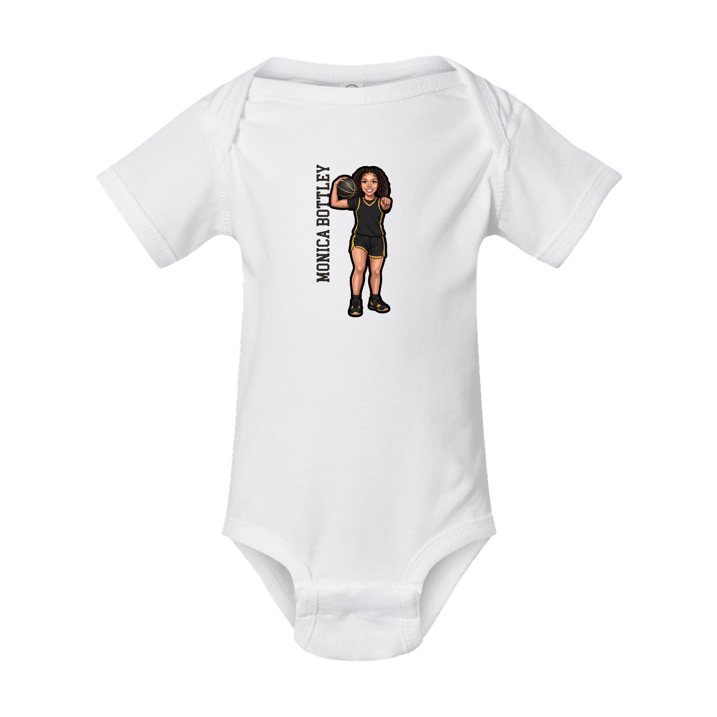 Baby Onesie — Name Vertical in White