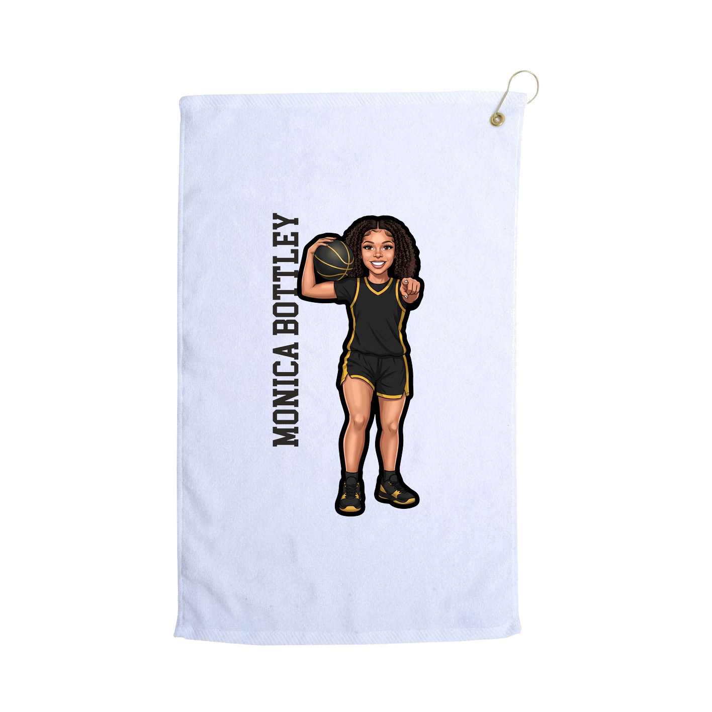 Golf Towel — Name Vertical in White