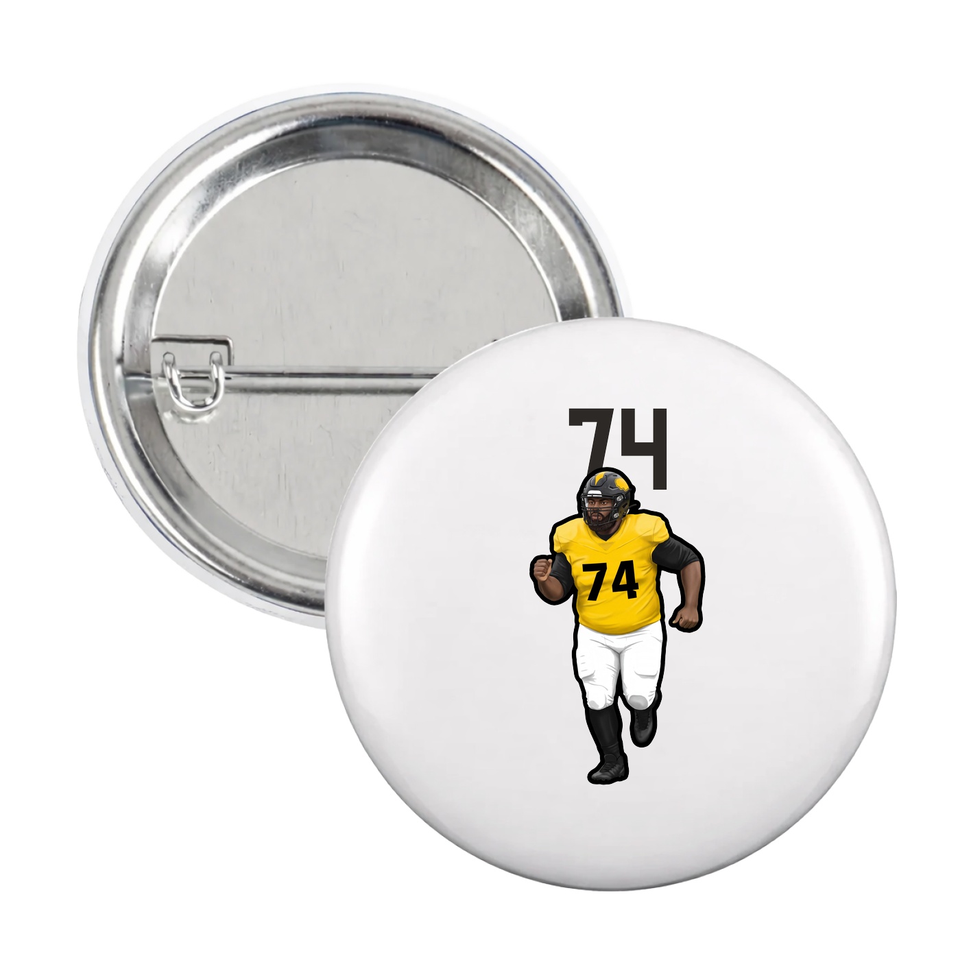 Game Day Button — Number Top in White