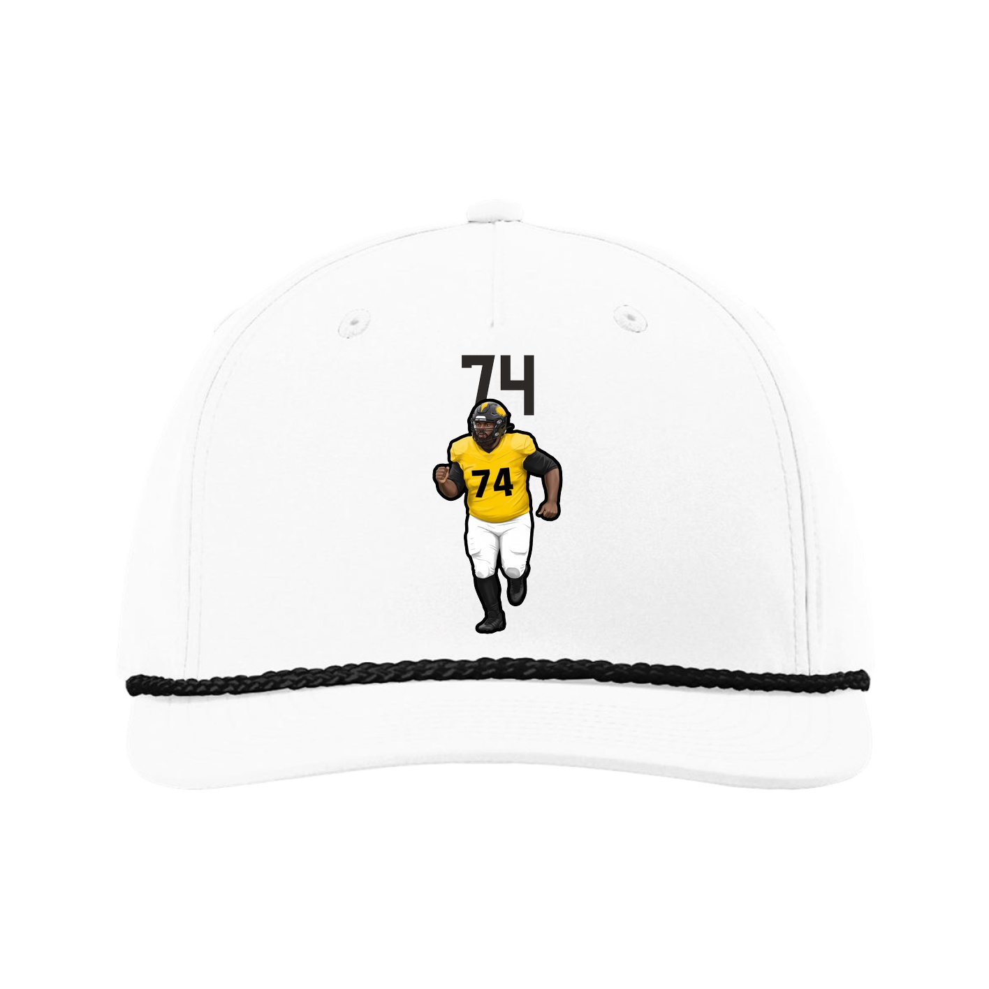 Five-Panel Classic Rope Cap — Number Top in White