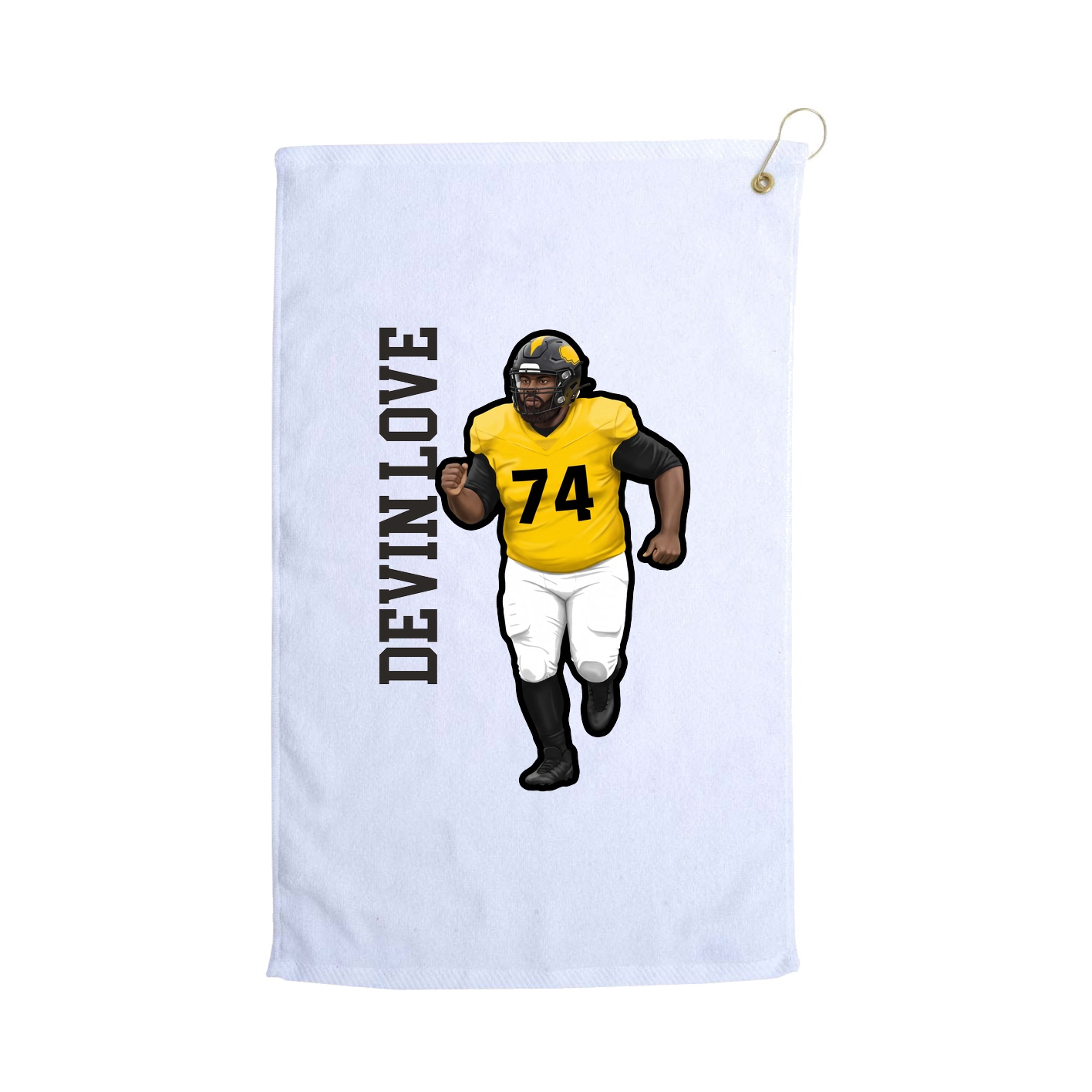 Golf Towel — Name Vertical in White