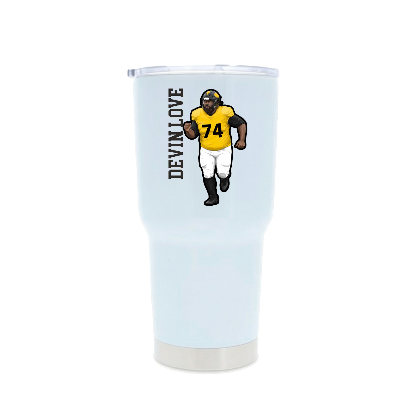 30oz Stainless Steel Tumbler — Name Vertical in White