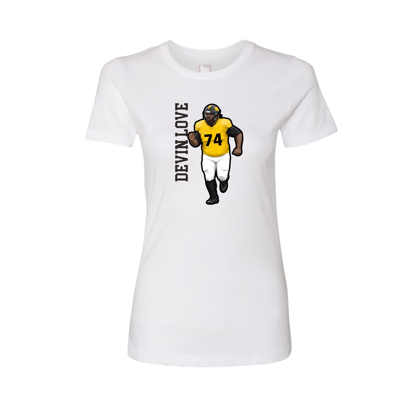 Fitted Women's Tee — Name Vertical in White