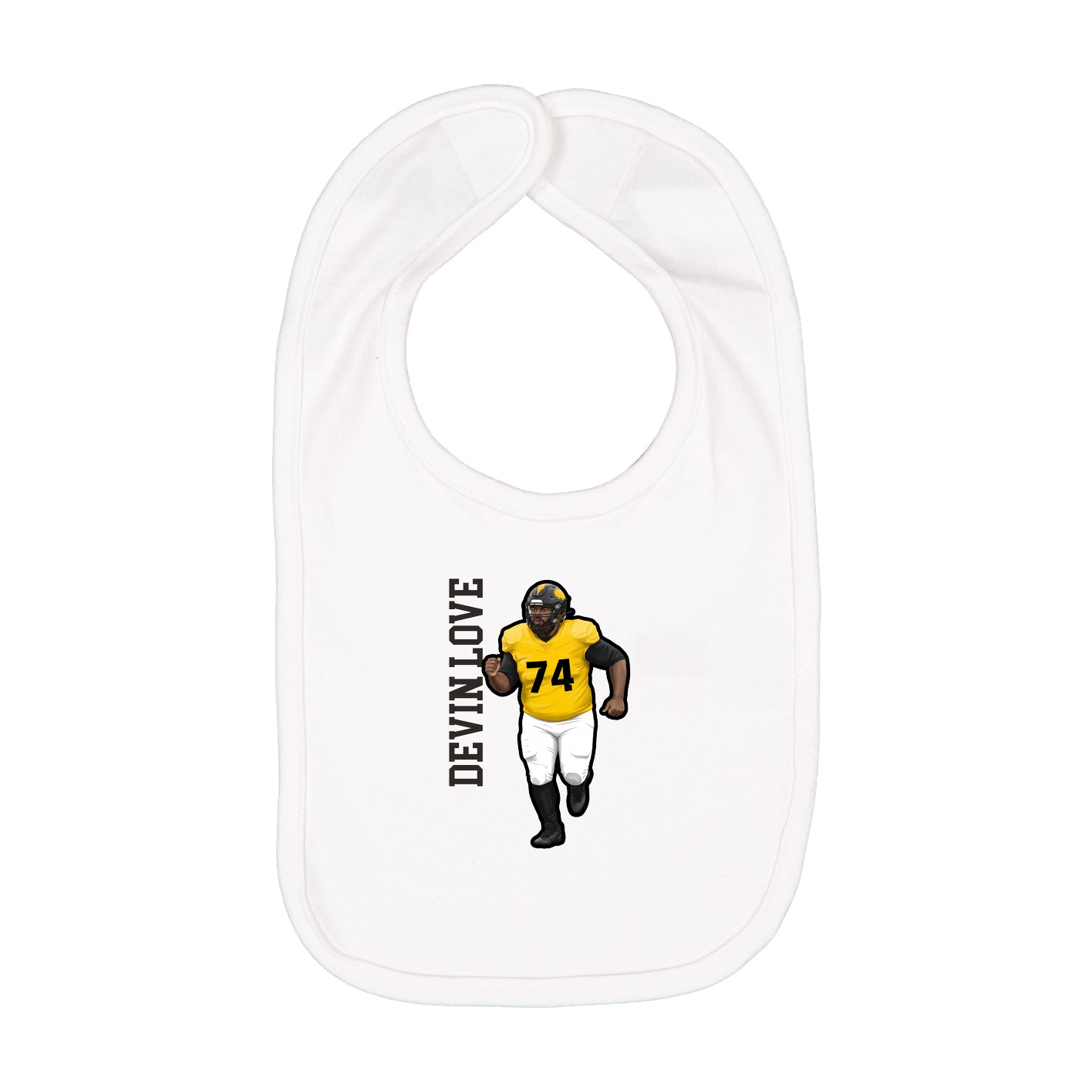 Infant Bib — Name Vertical in White