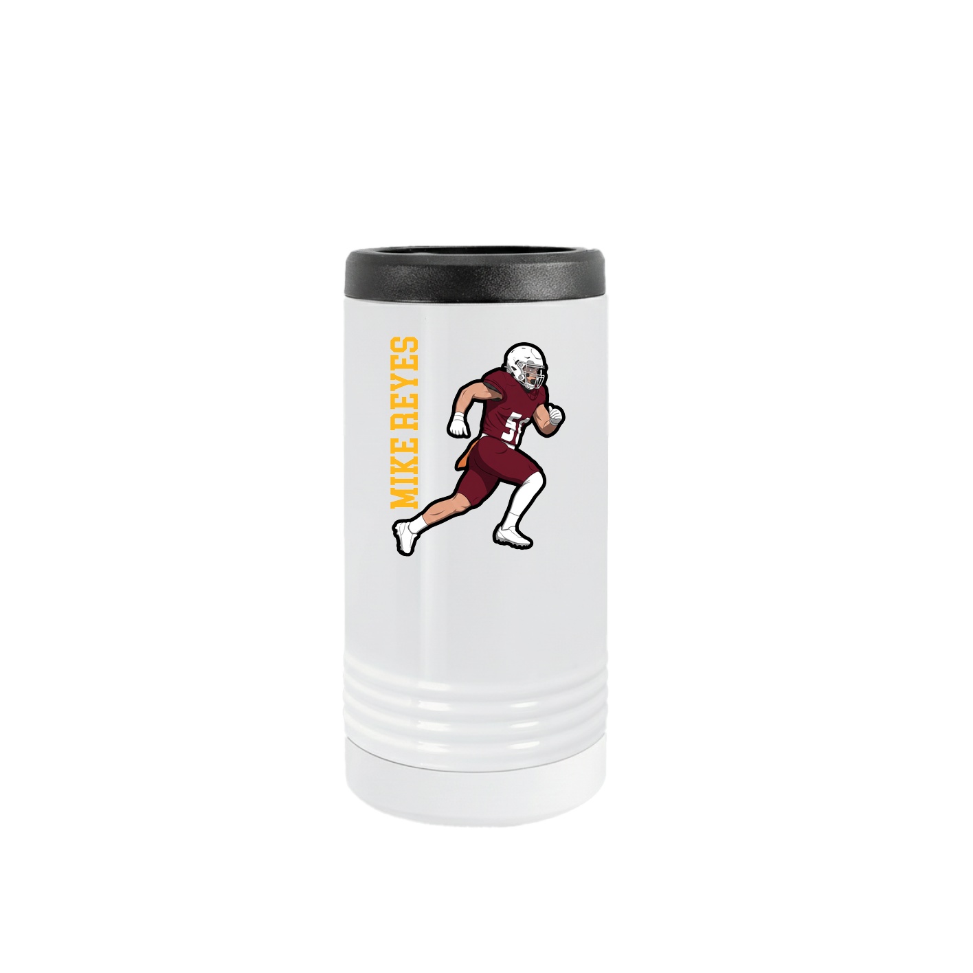 Slim Beverage Holder — Name Vertical in White