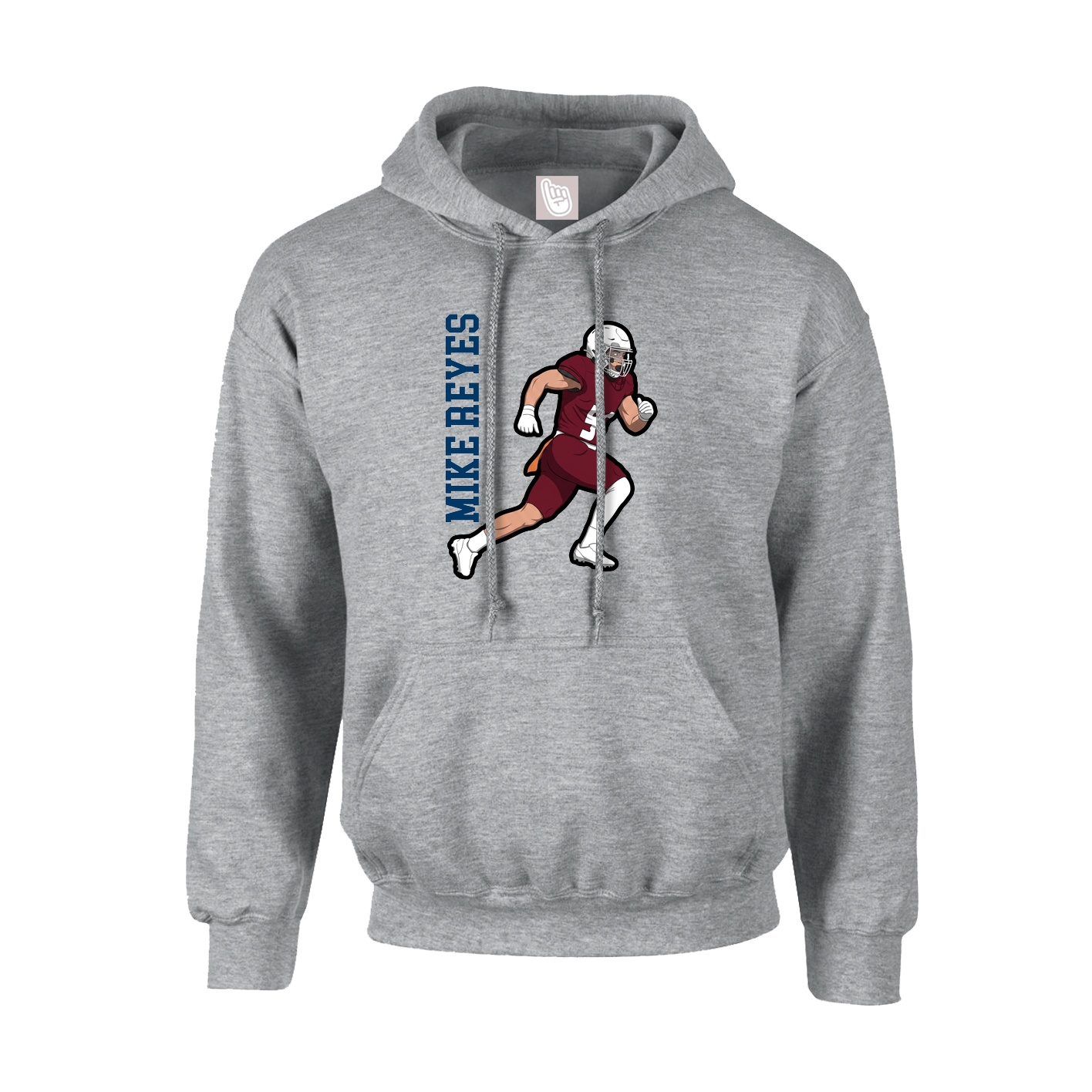 Youth Hoodie — Name Vertical in Grey