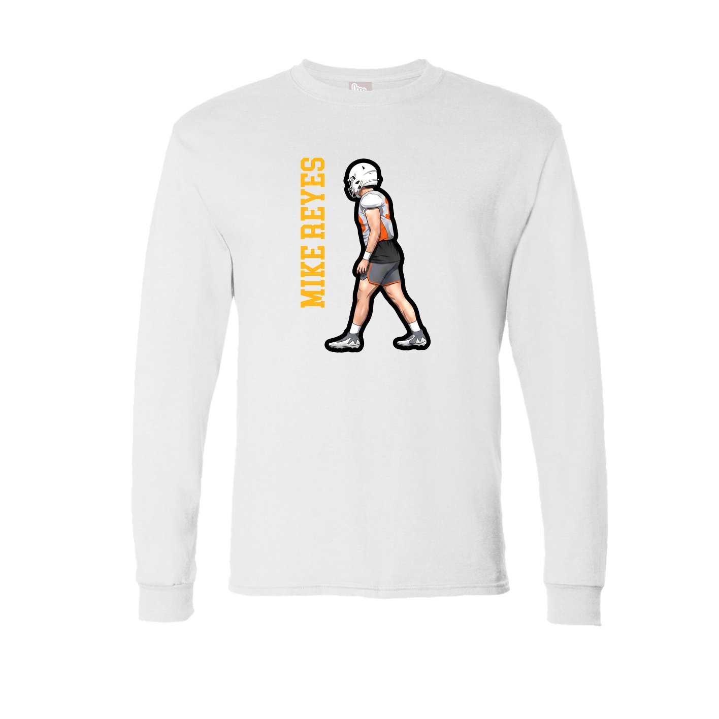 Long Sleeve Tee — Name Vertical in White