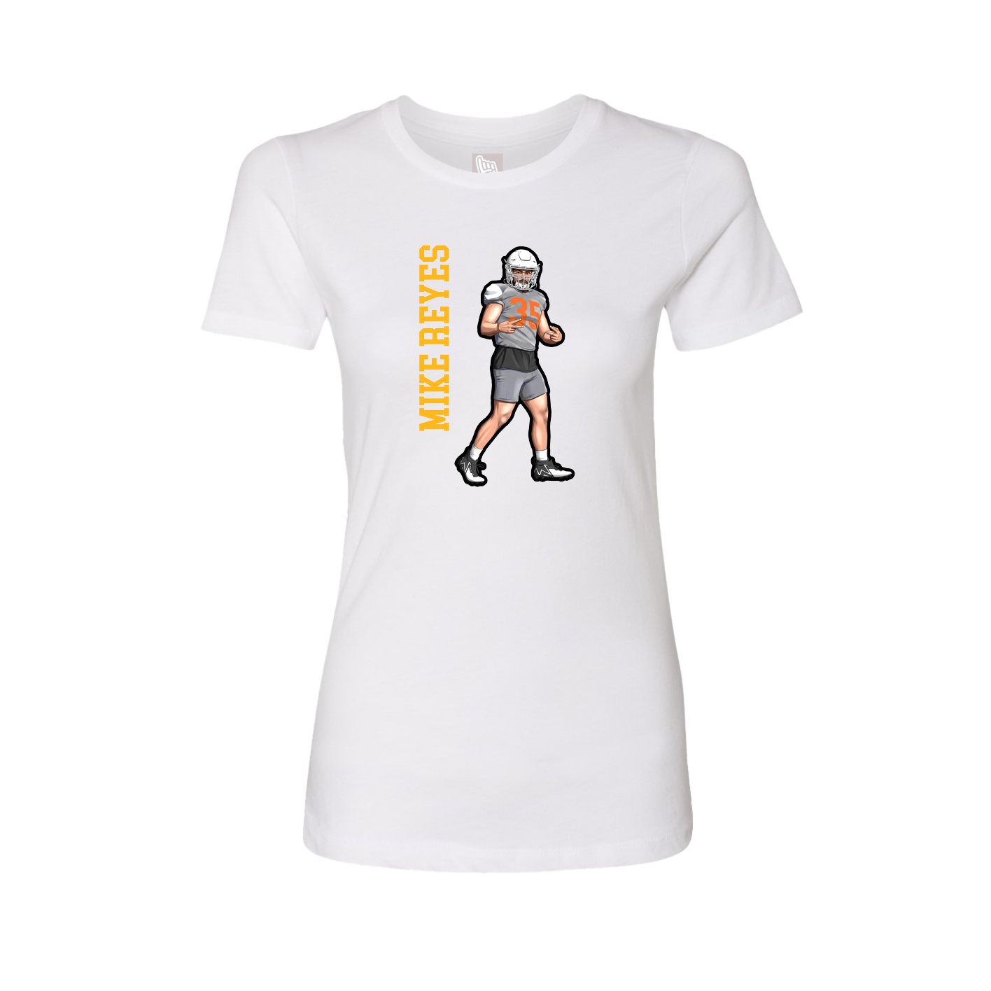 Fitted Women's Tee — Name Vertical in White