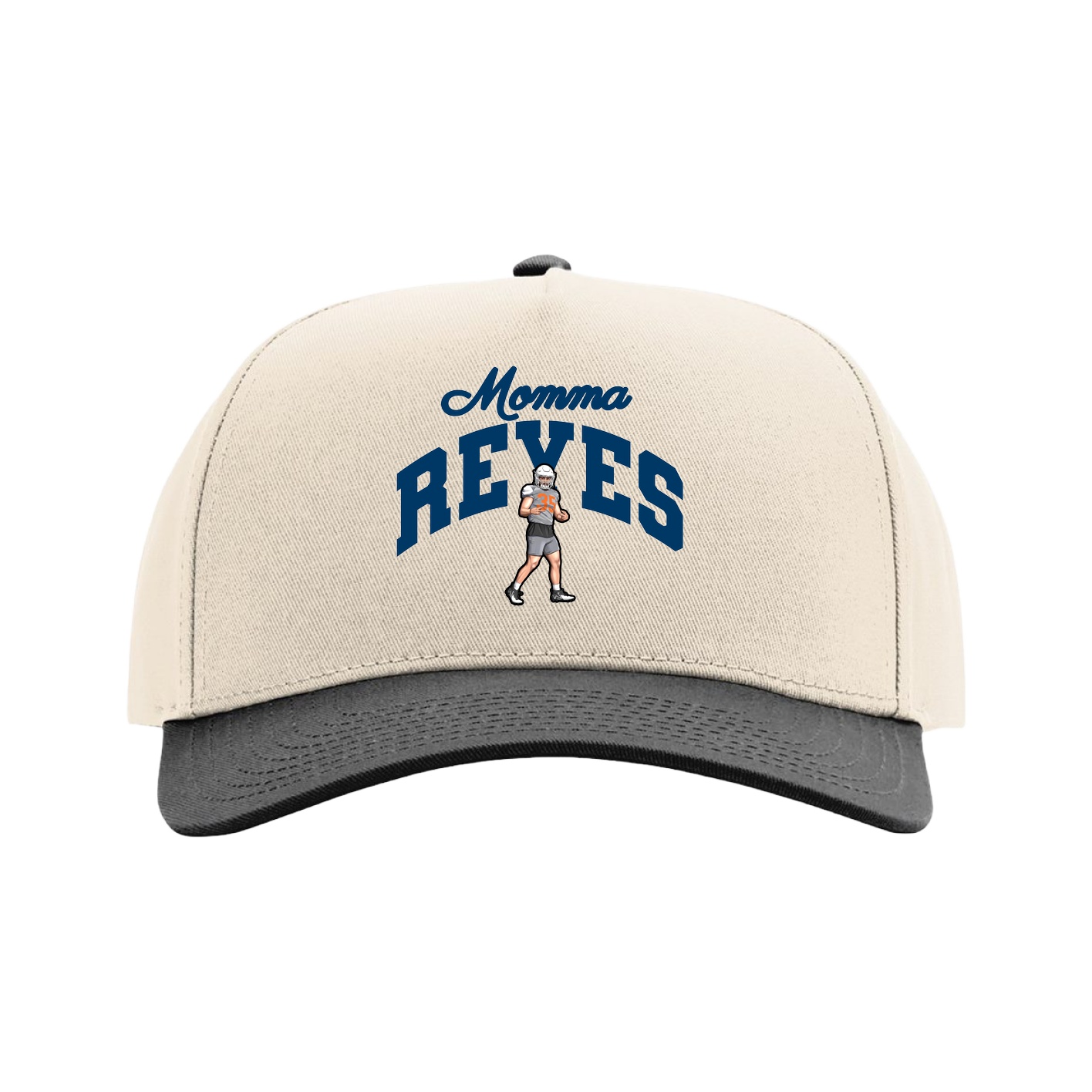 Full Fabric Five-Panel Champ Cap — Mothers Day Arch in Cream/Black