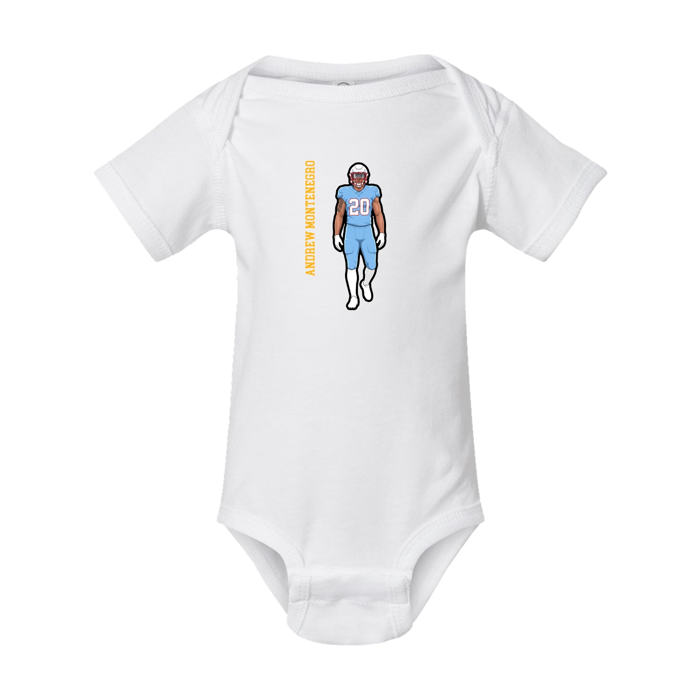 Baby Onesie — Name Vertical in White