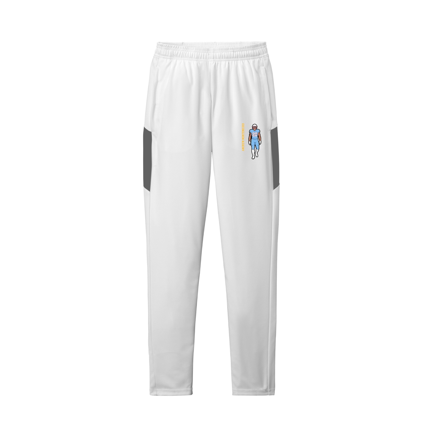 Team Travel Pant — Name Vertical in White/Grey