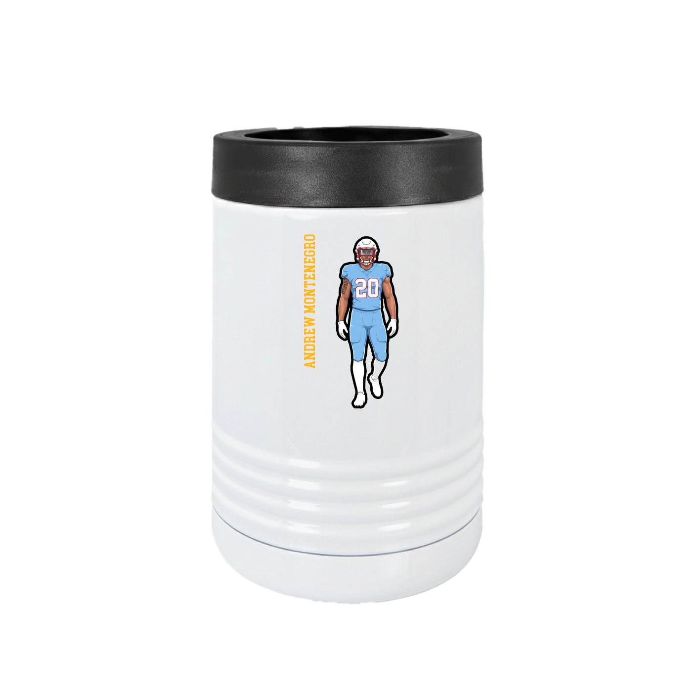 Beverage Holder — Name Vertical in White