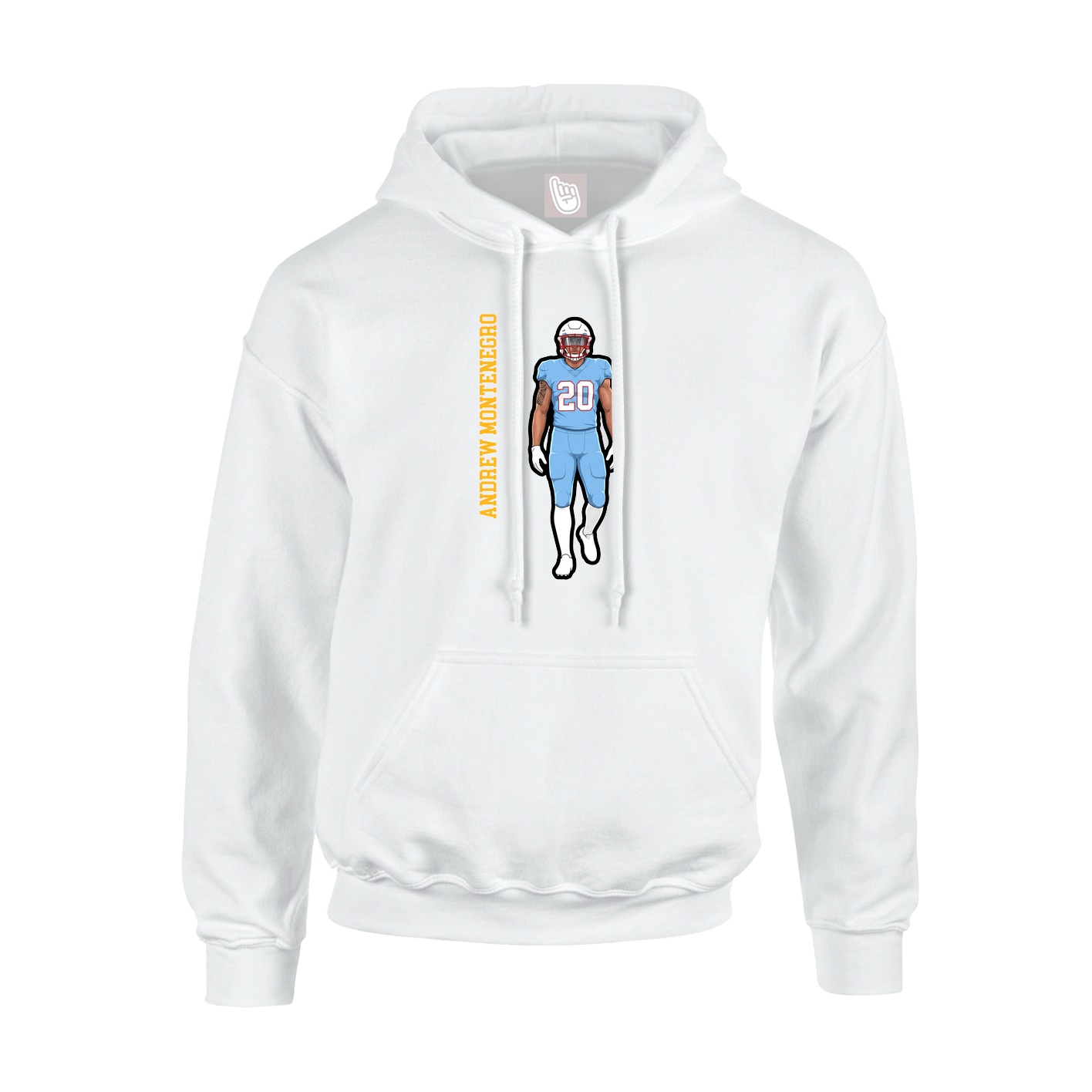 Youth Hoodie — Name Vertical in White