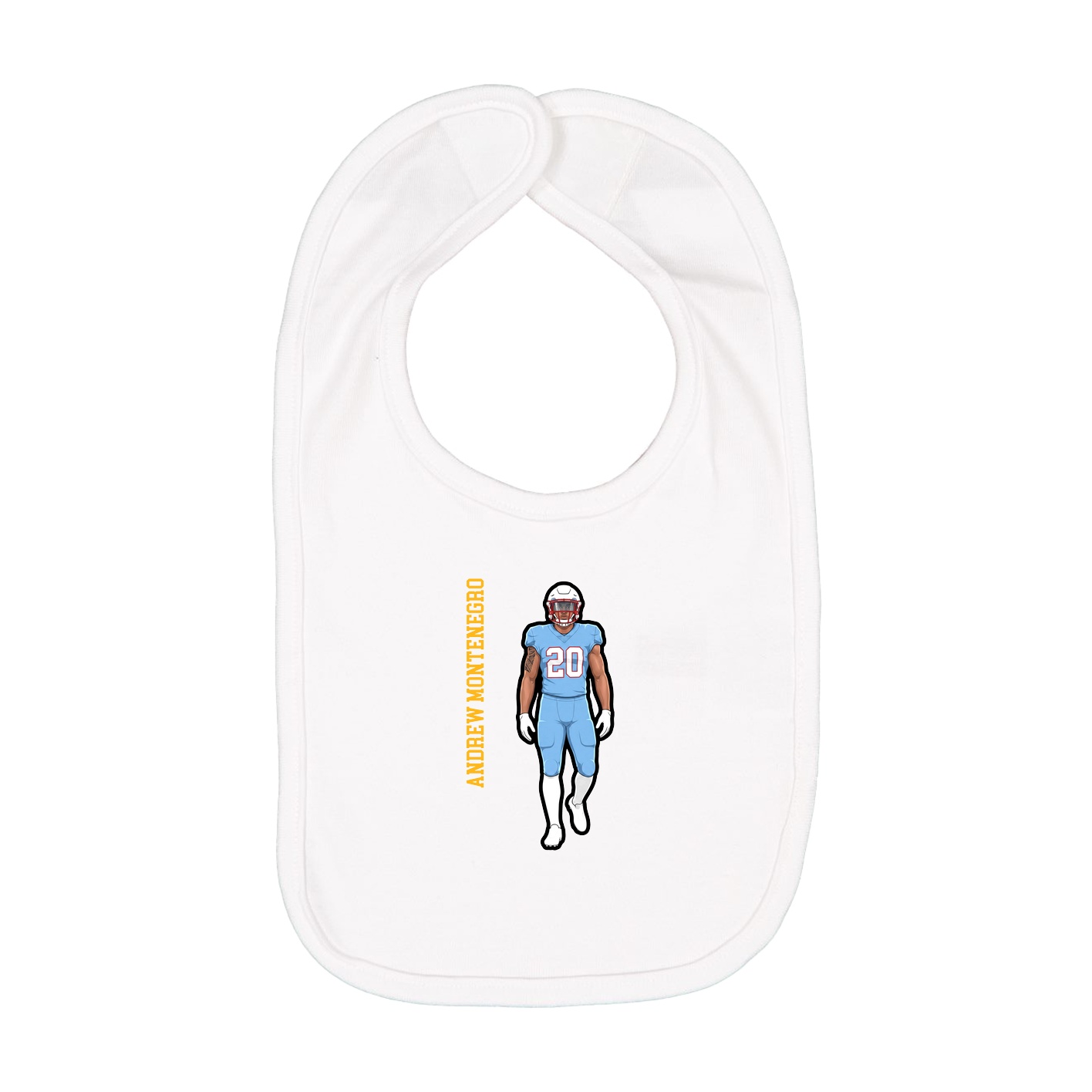 Infant Bib — Name Vertical in White