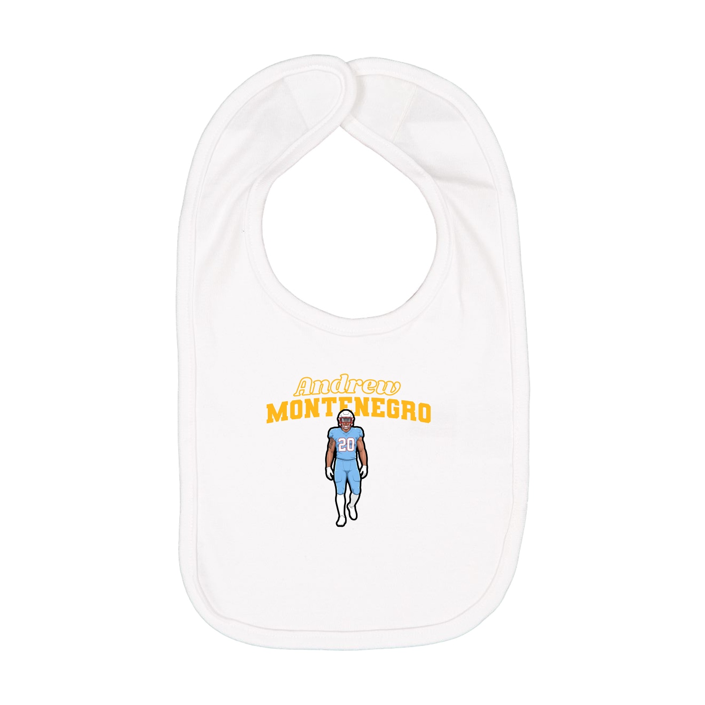 Infant Bib — Name Arch in White