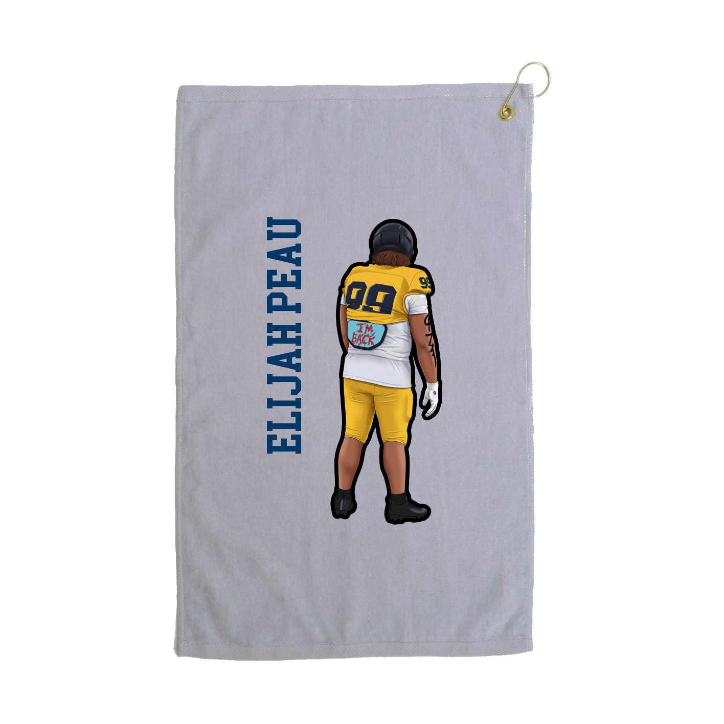 Golf Towel — Name Vertical in Grey