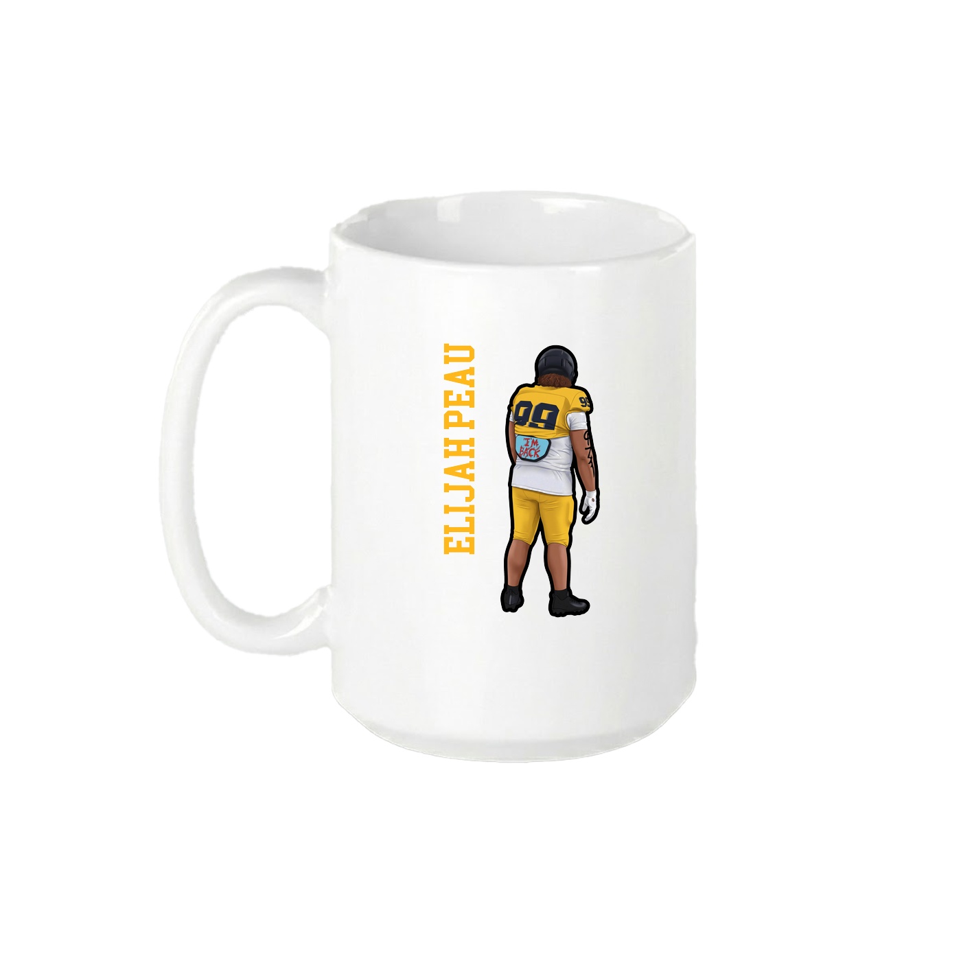 15oz Coffee Mug — Name Vertical in White