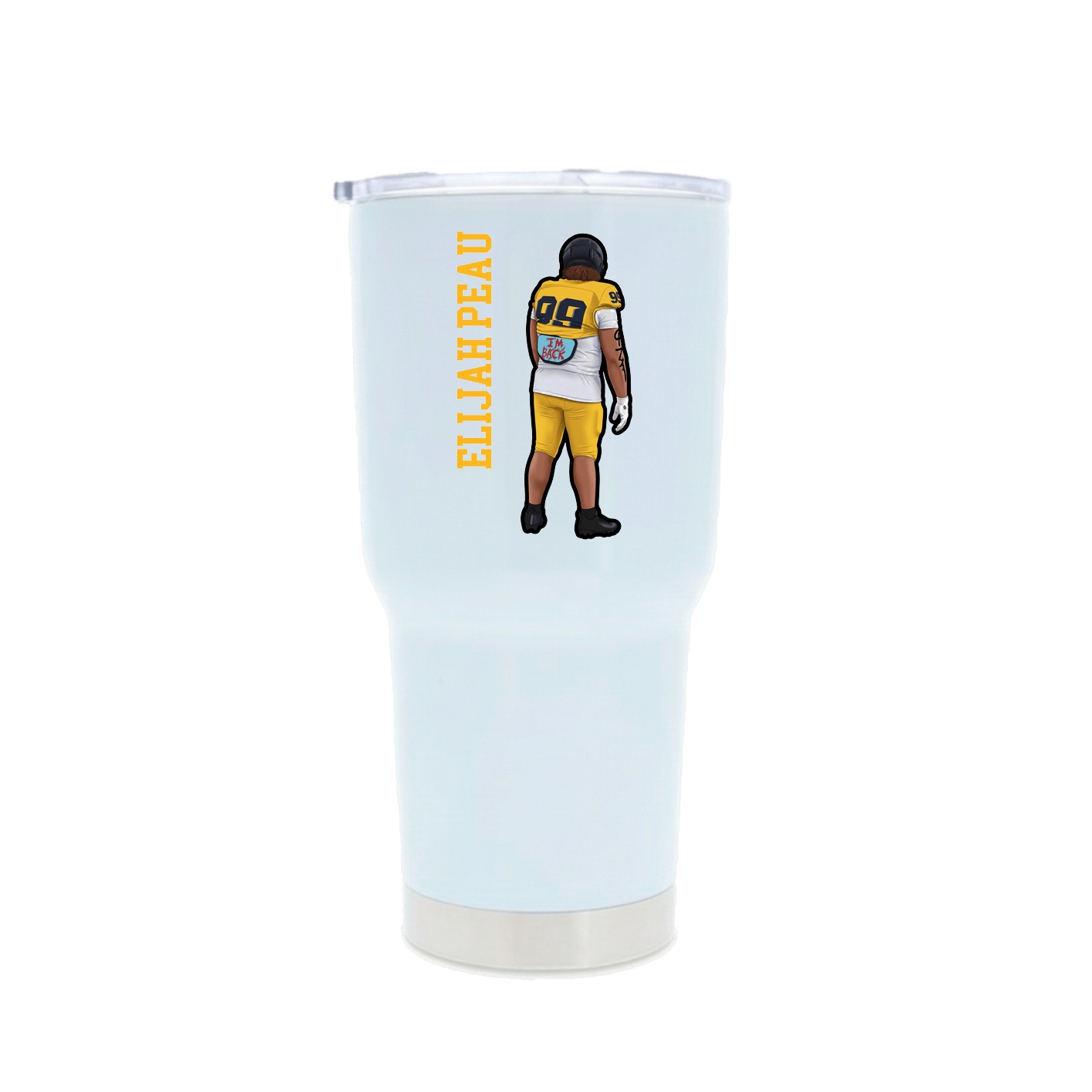 30oz Stainless Steel Tumbler — Name Vertical in White