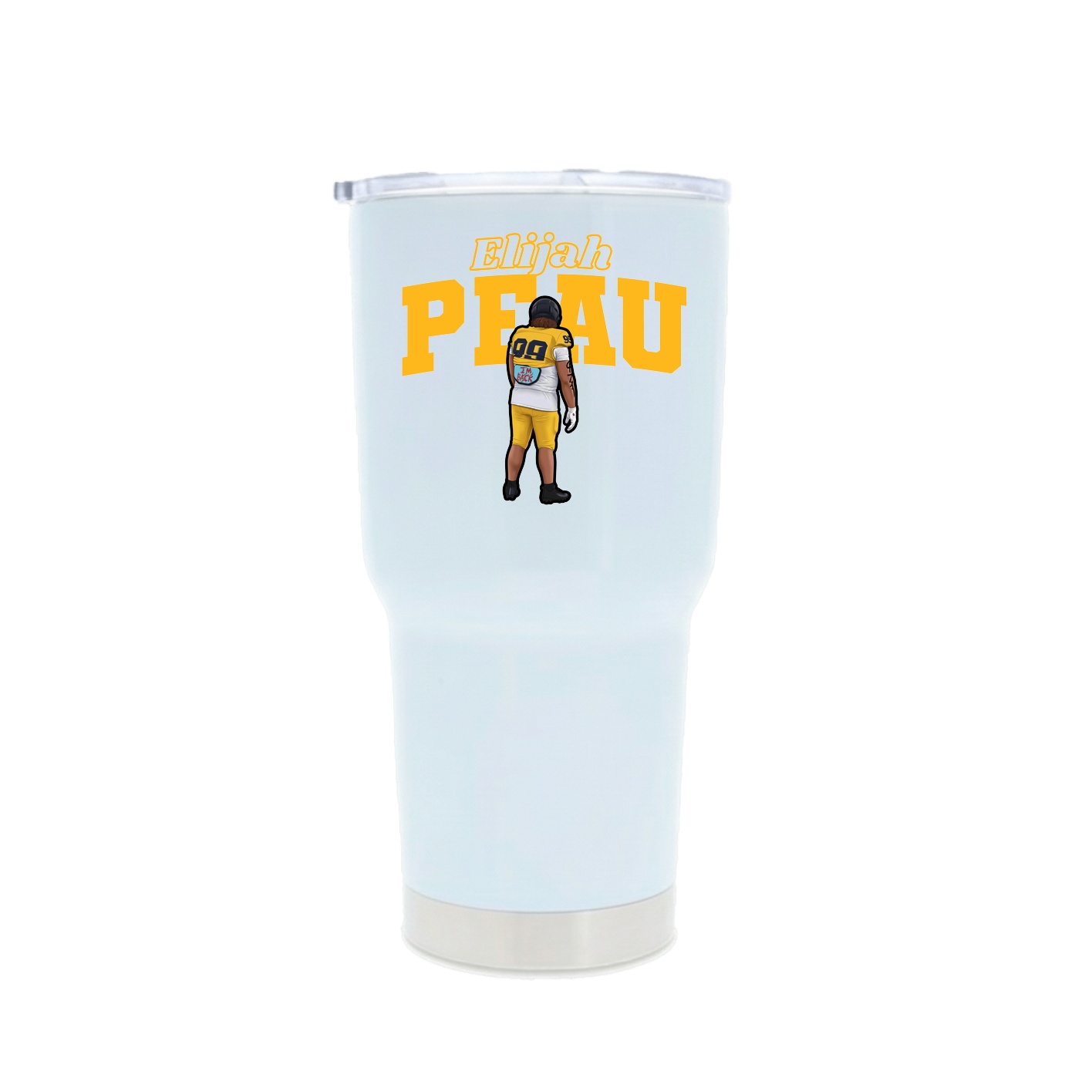 30oz Stainless Steel Tumbler — Name Arch in White