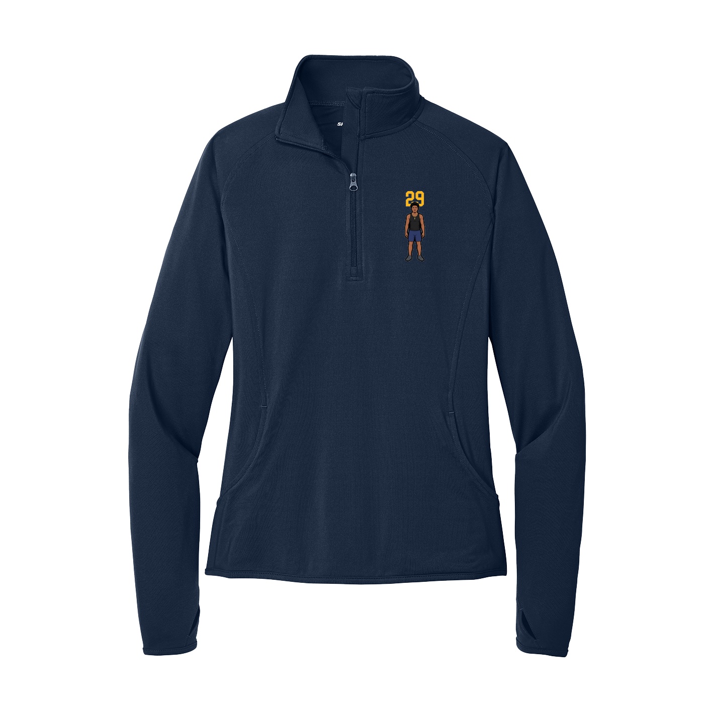 Women's Q-Zip Pullover — Number Top in Navy