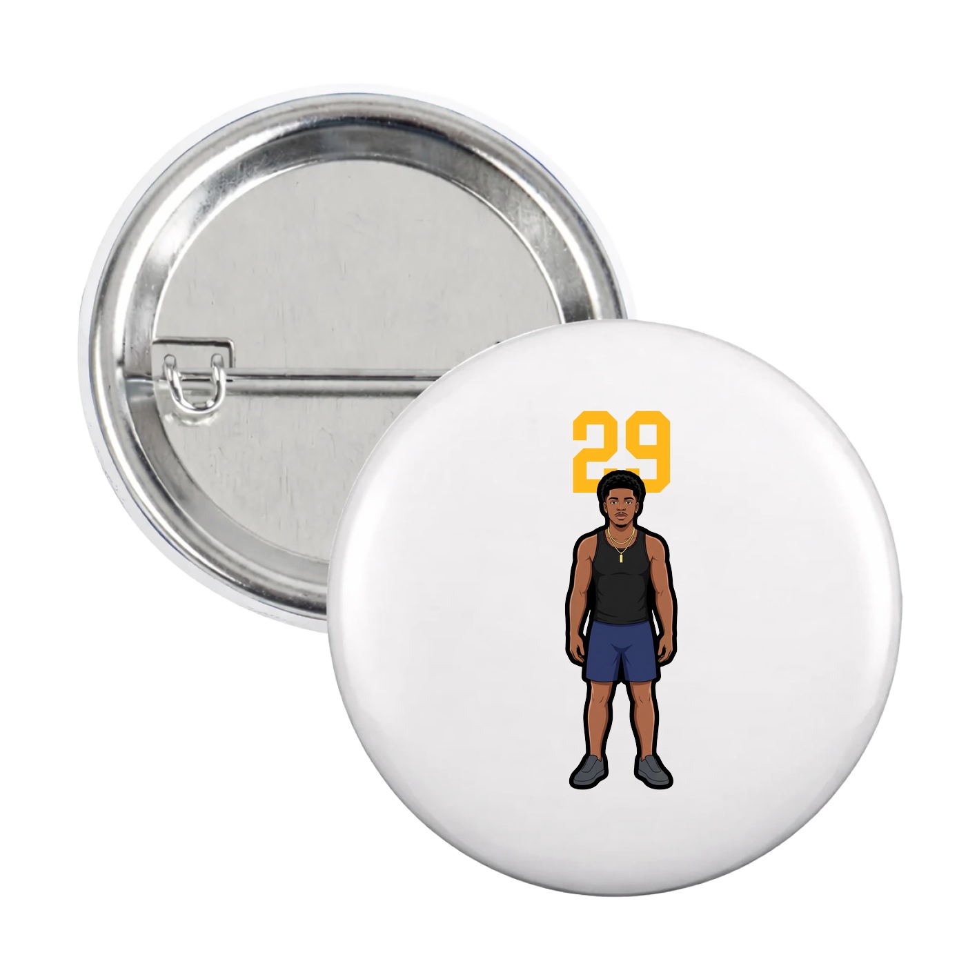Game Day Button — Number Top in White