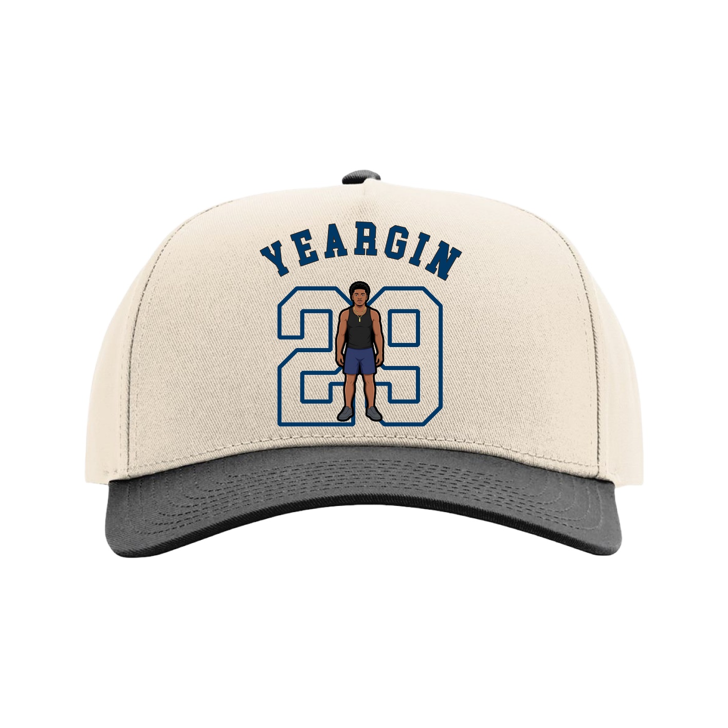 Full Fabric Five-Panel Champ Cap — Shirsey Arch in Cream/Black