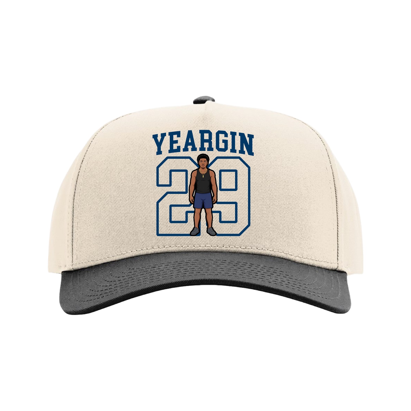 Full Fabric Five-Panel Champ Cap — Shirsey in Cream/Black