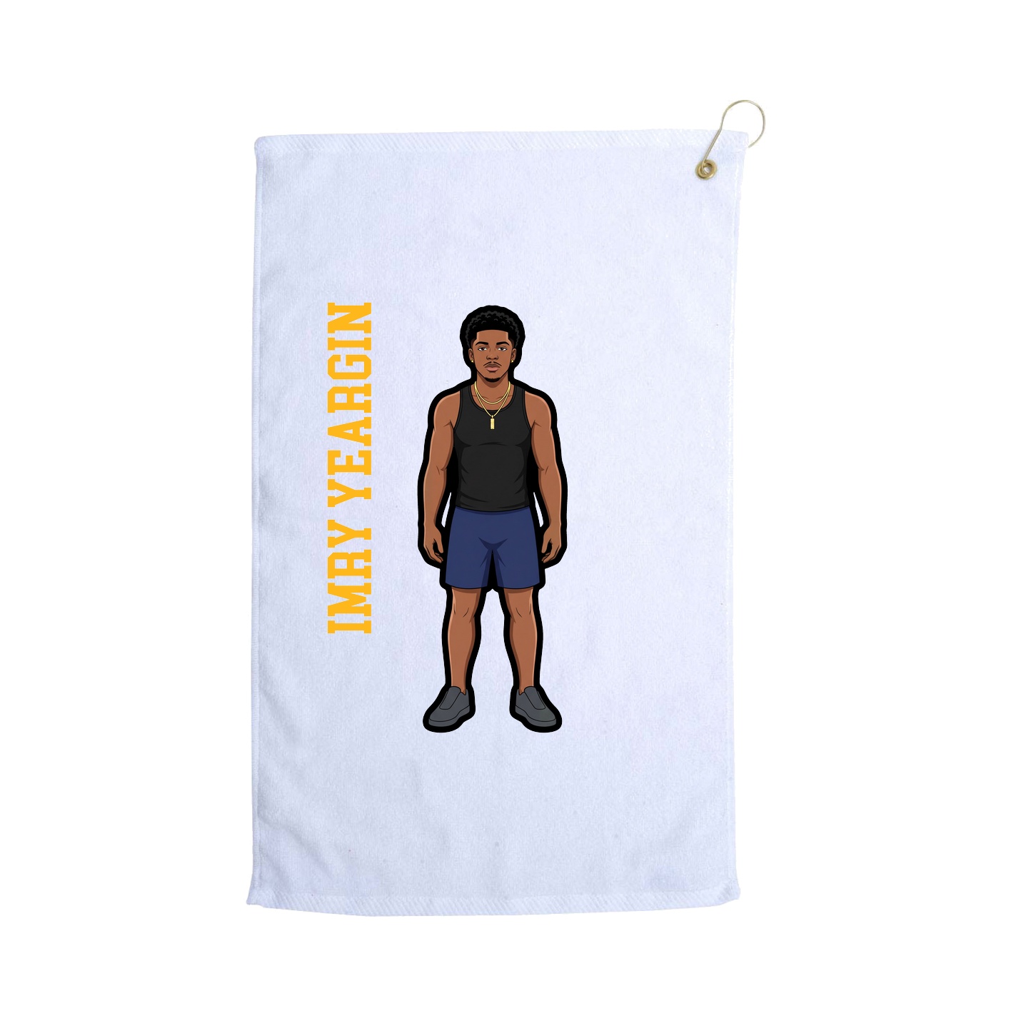 Golf Towel — Name Vertical in White