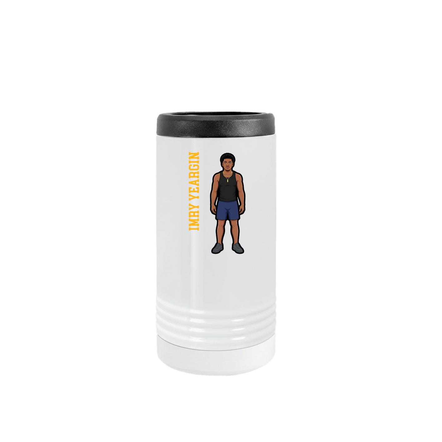 Slim Beverage Holder — Name Vertical in White