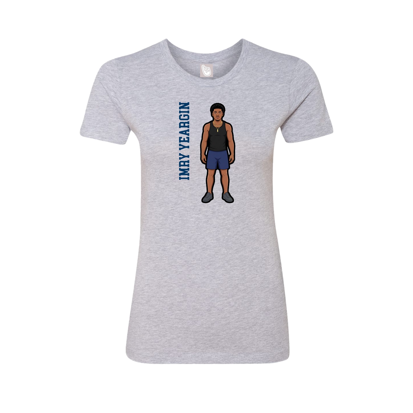 Fitted Women's Tee — Name Vertical in Grey