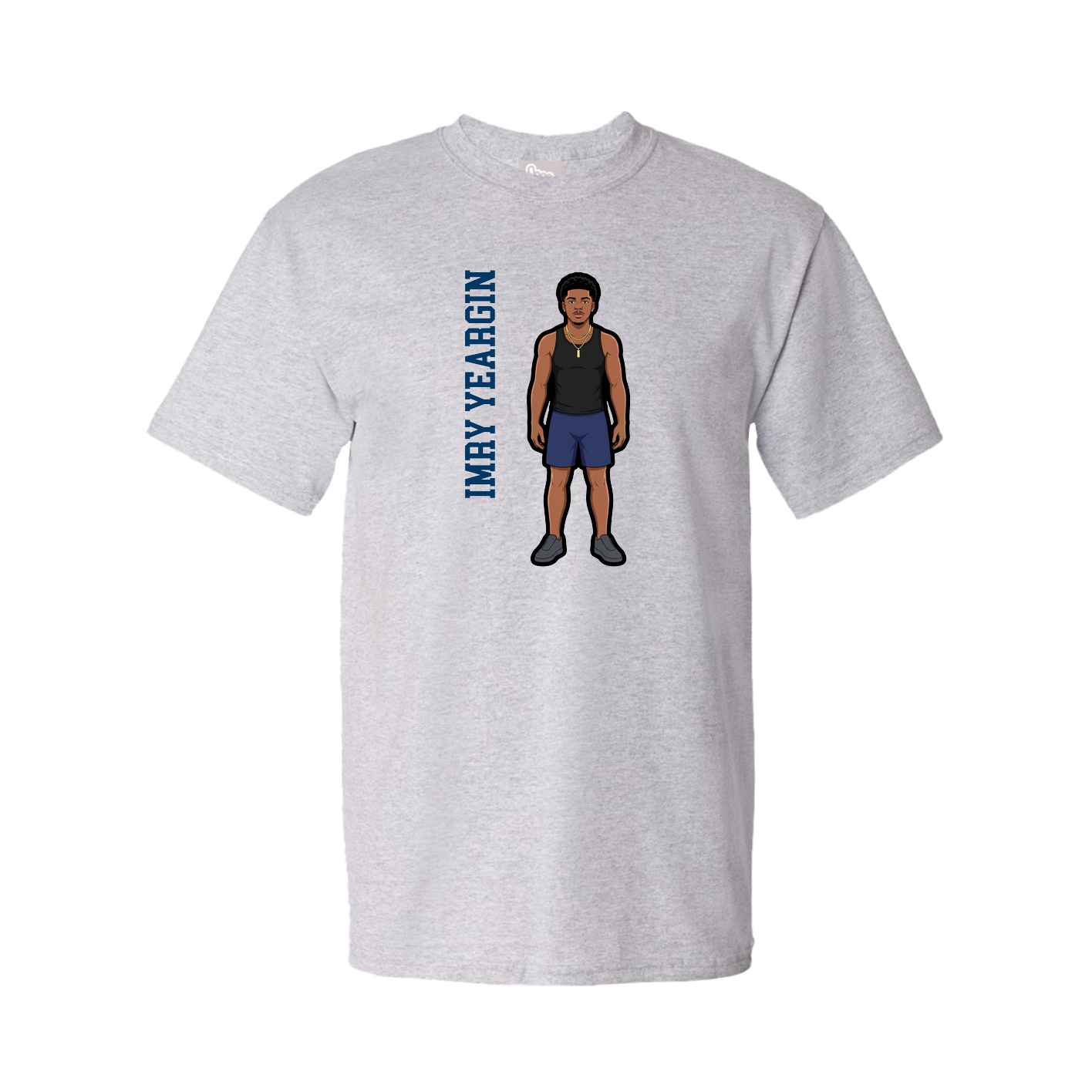 Youth Tee — Name Vertical in Grey