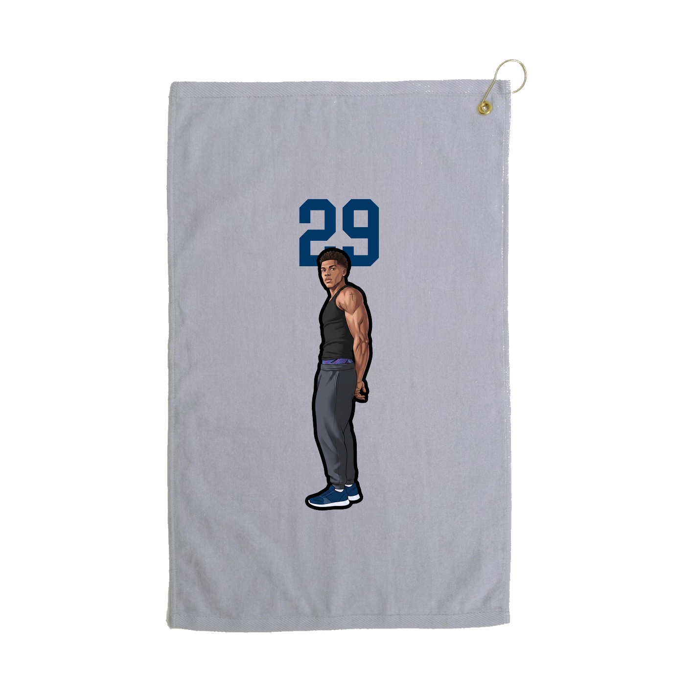 Golf Towel — Number Top in Grey