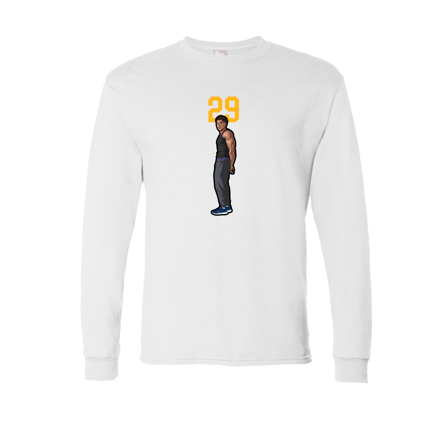 Long Sleeve Tee — Number Top in White