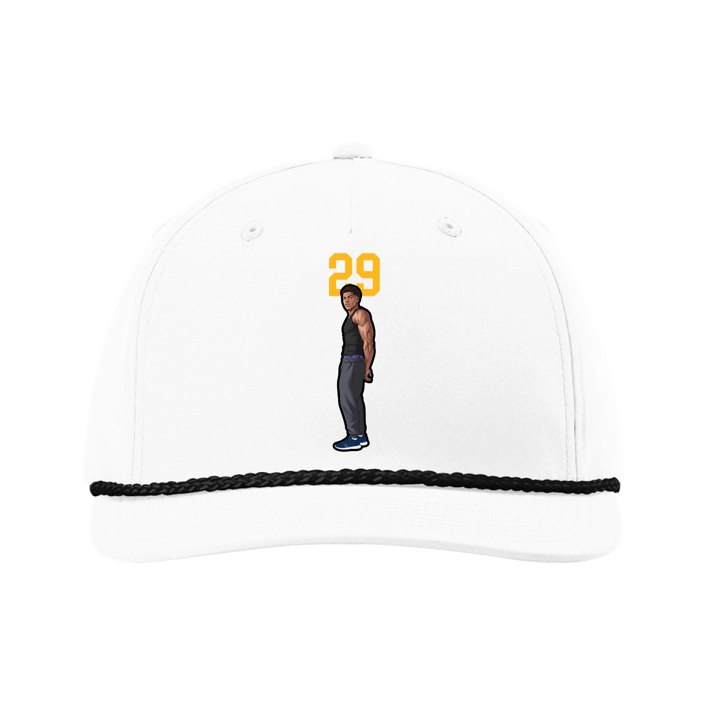Five-Panel Classic Rope Cap — Number Top in White