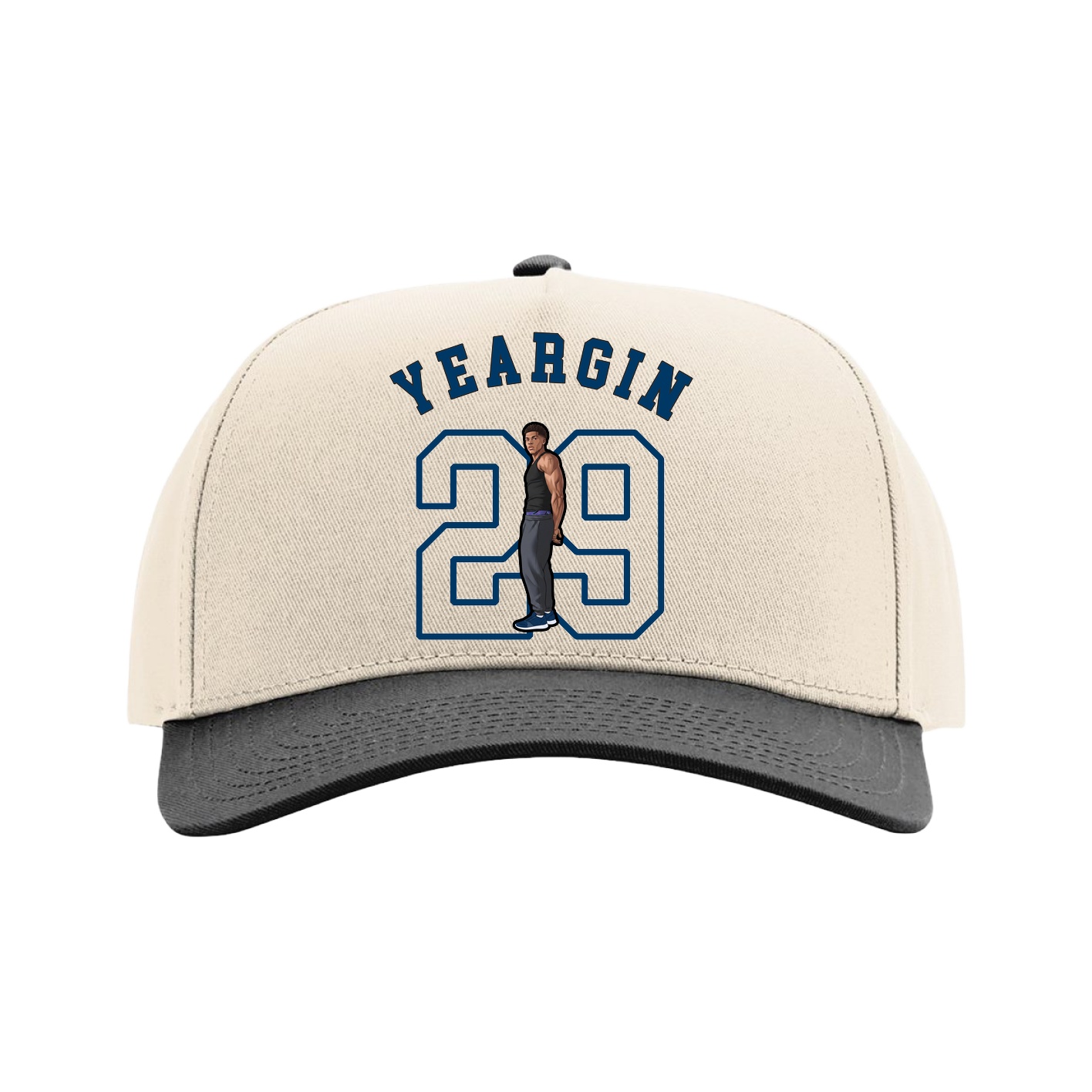 Full Fabric Five-Panel Champ Cap — Shirsey Arch in Cream/Black