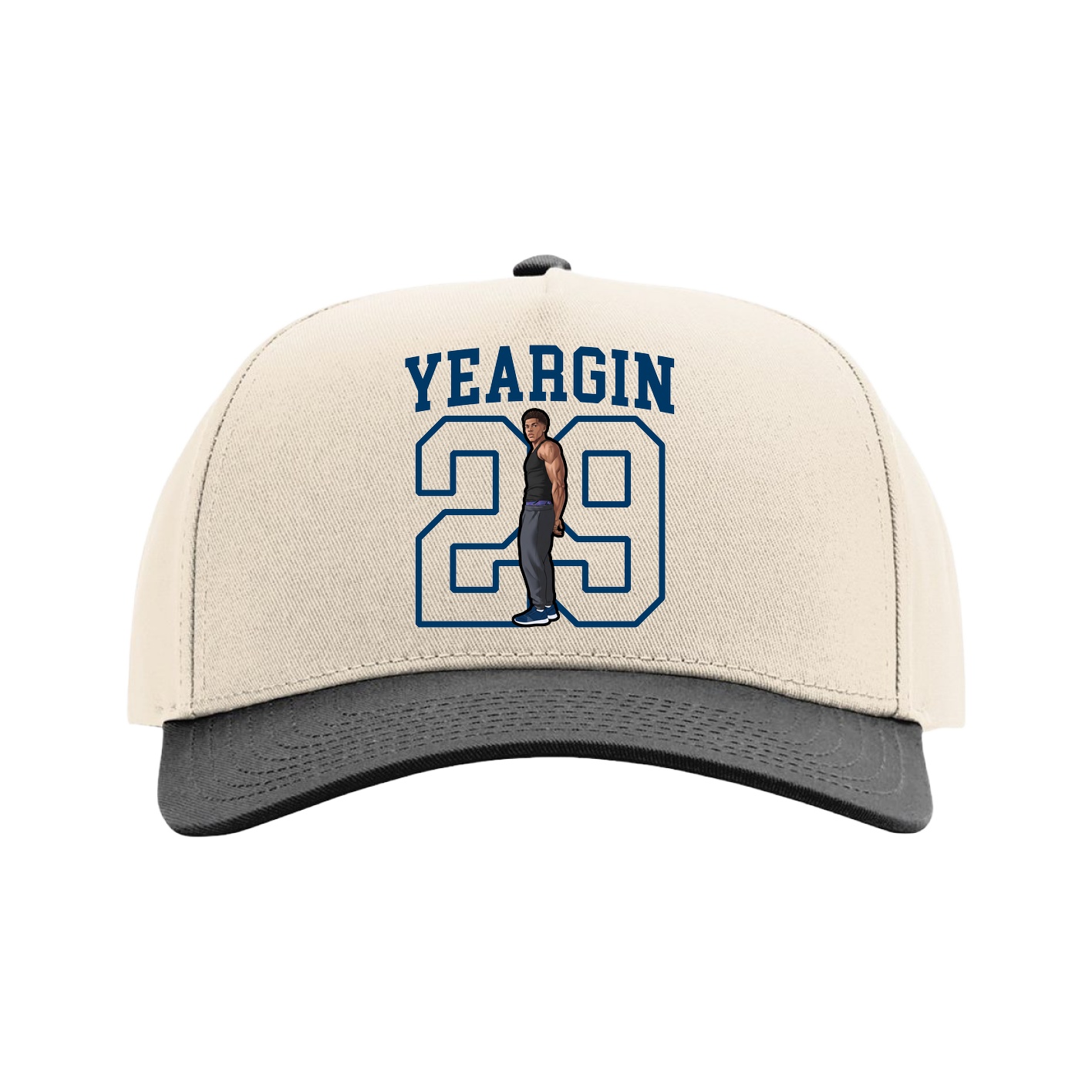 Full Fabric Five-Panel Champ Cap — Shirsey in Cream/Black