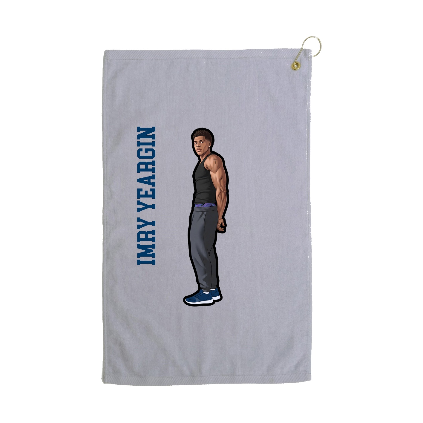 Golf Towel — Name Vertical in Grey