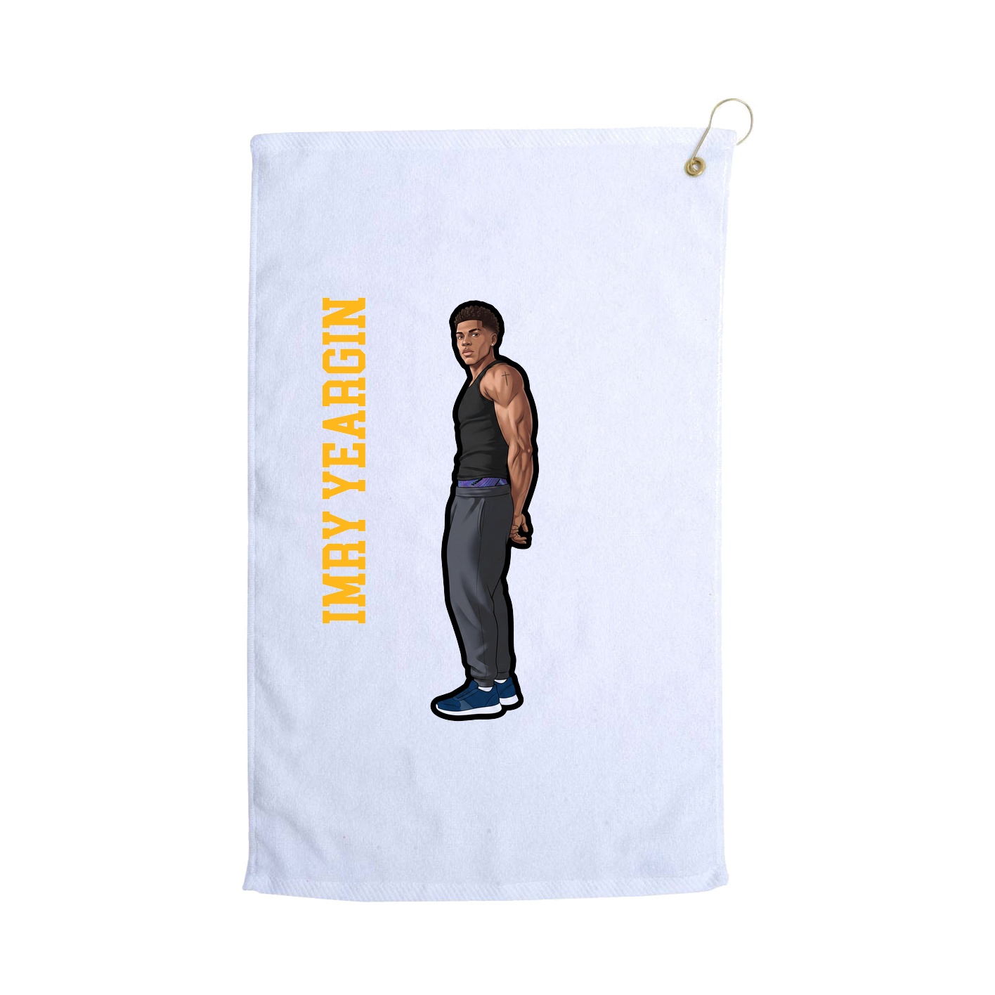 Golf Towel — Name Vertical in White
