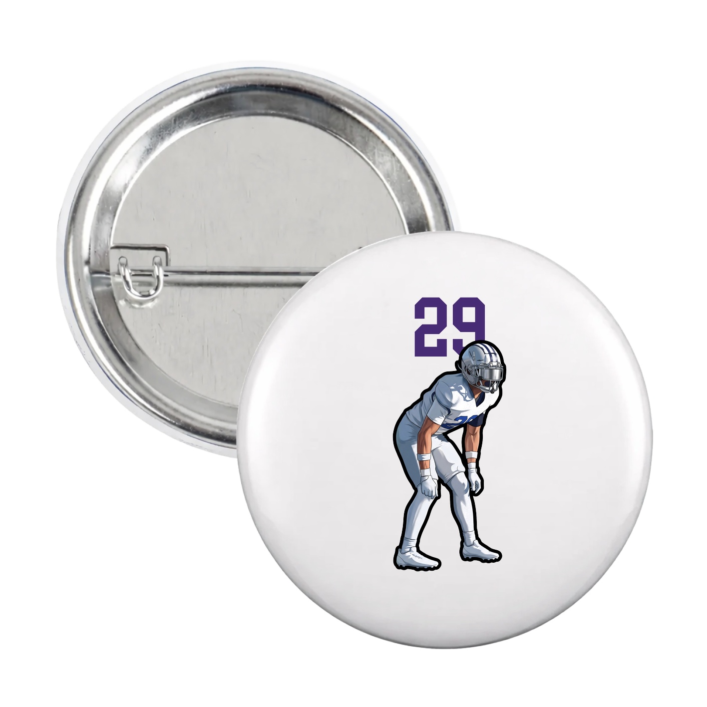 Game Day Button — Number Top in White