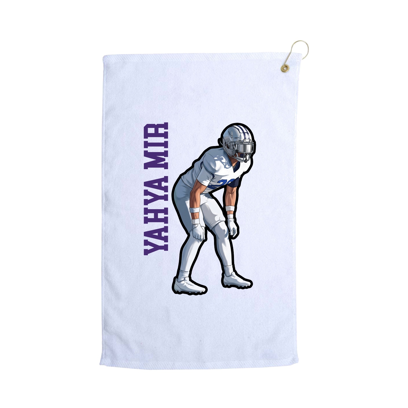 Golf Towel — Name Vertical in White