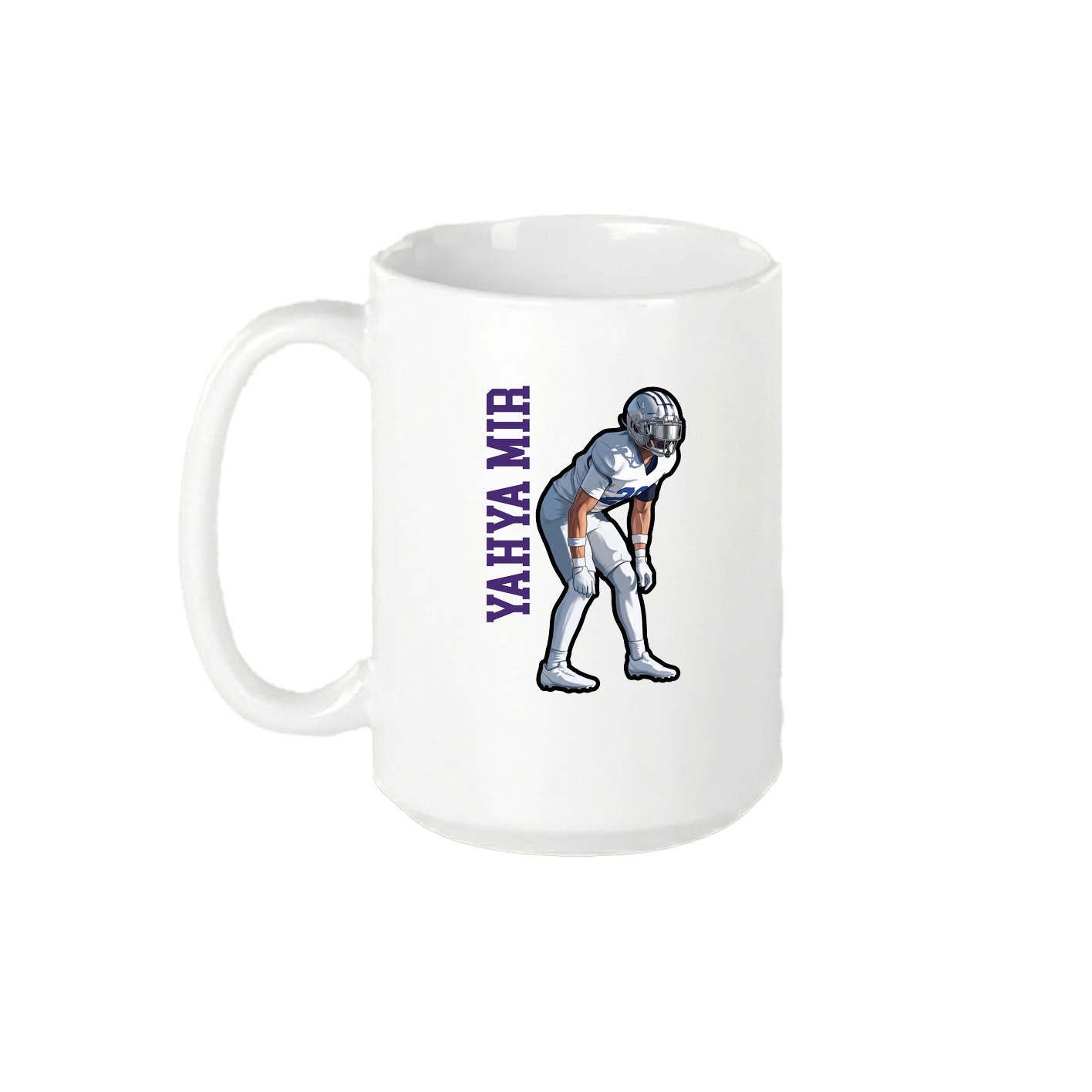 15oz Coffee Mug — Name Vertical in White