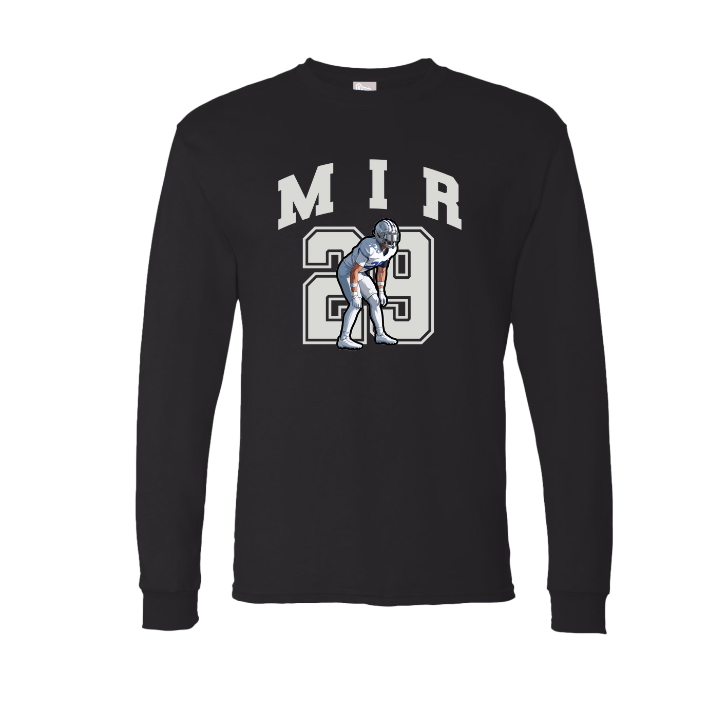 Long Sleeve Tee — Number in Black