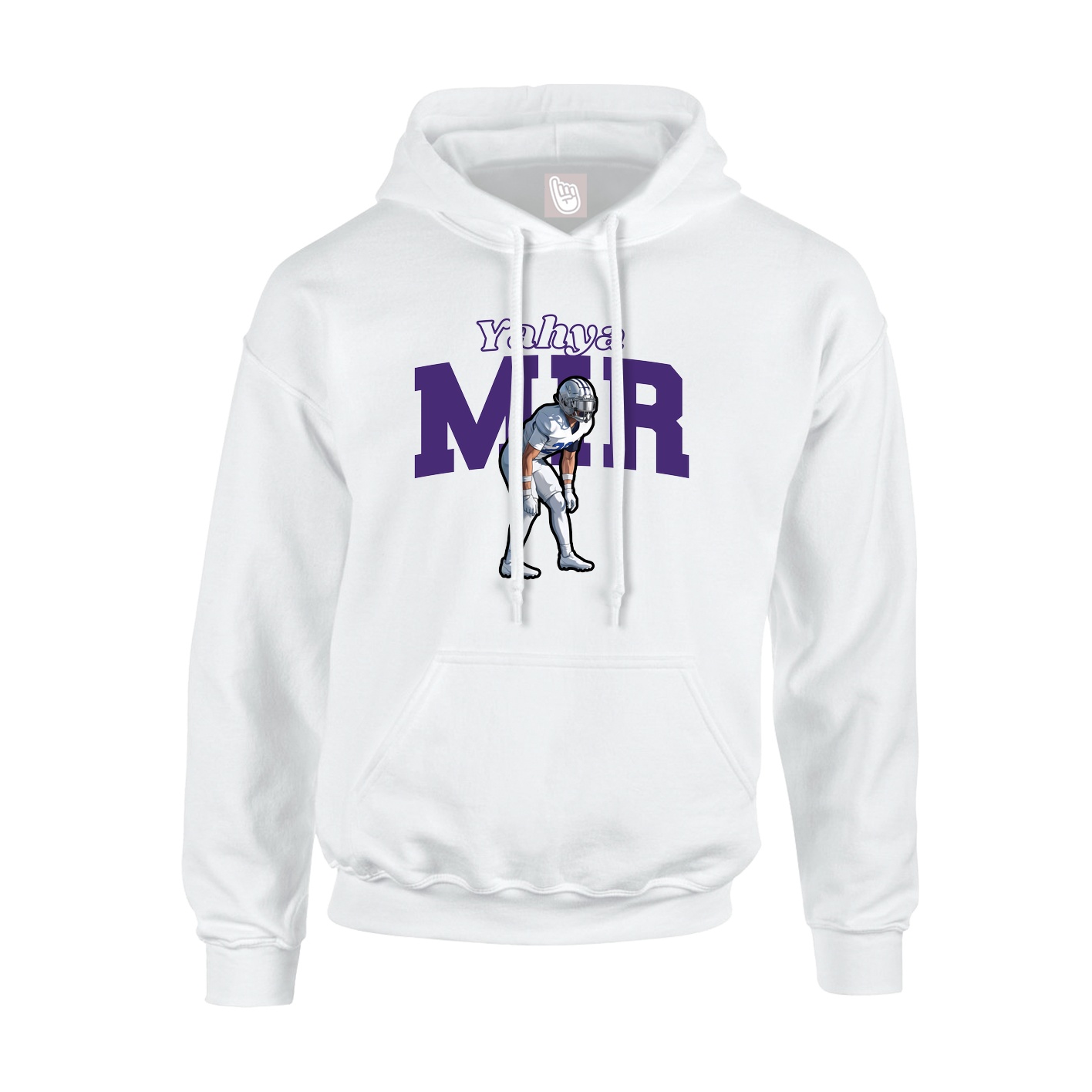 Youth Hoodie — Name Arch in White