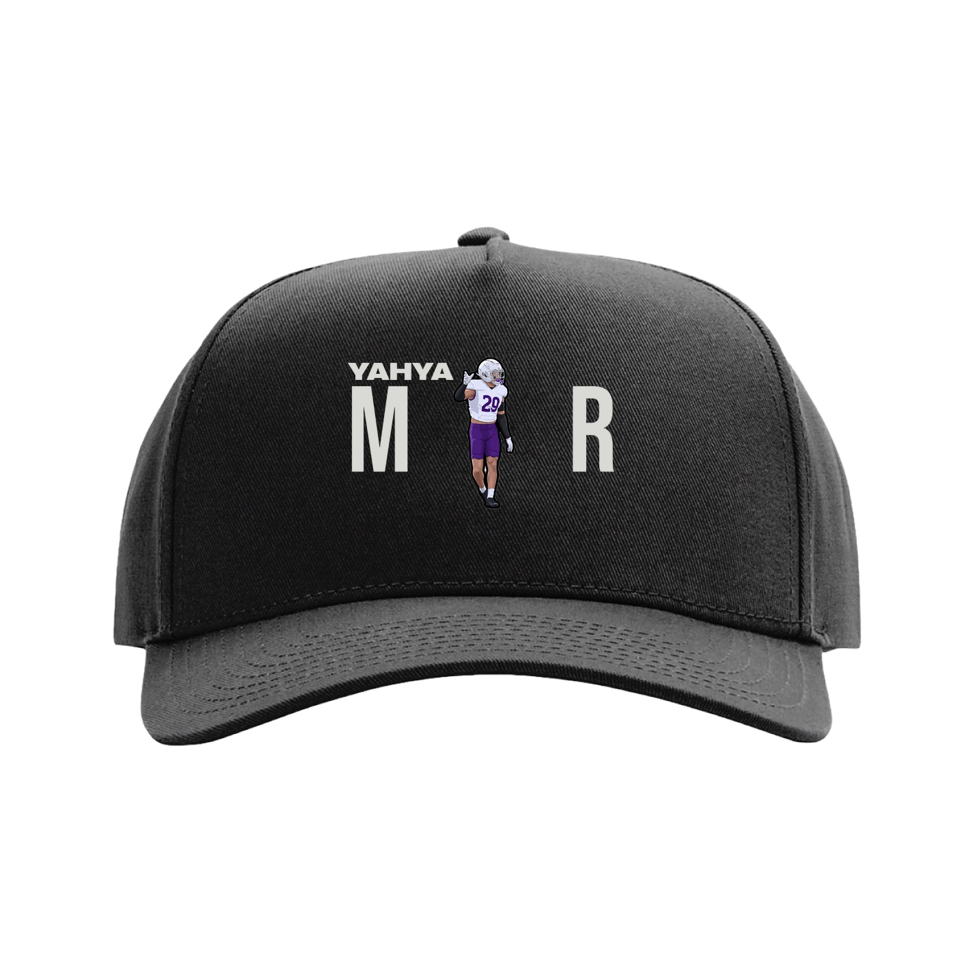 Full Fabric Five-Panel Champ Cap — Player Name in Black