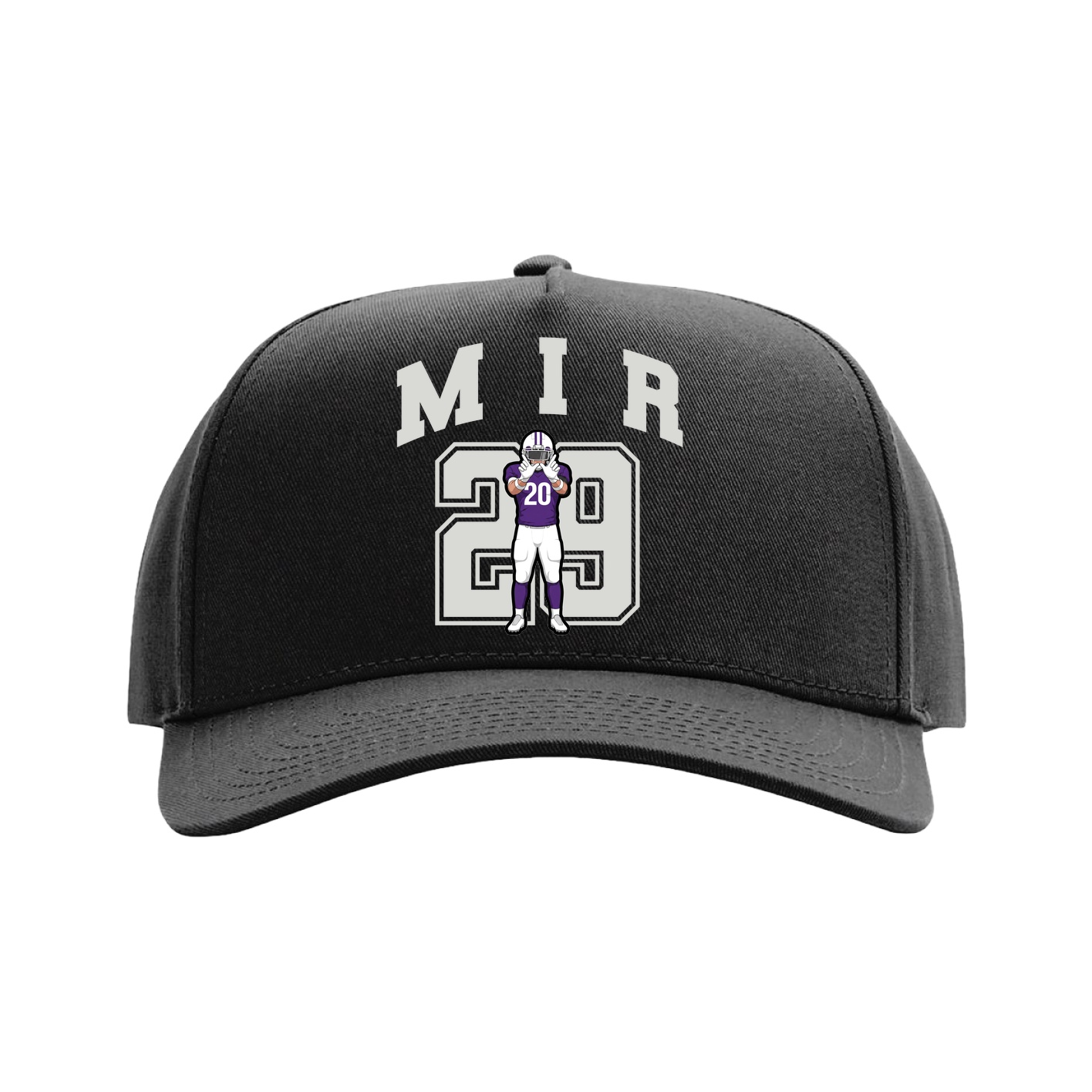 Full Fabric Five-Panel Champ Cap — Number in Black