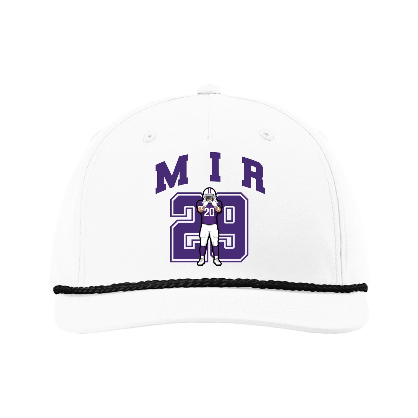 Five-Panel Classic Rope Cap — Number in White