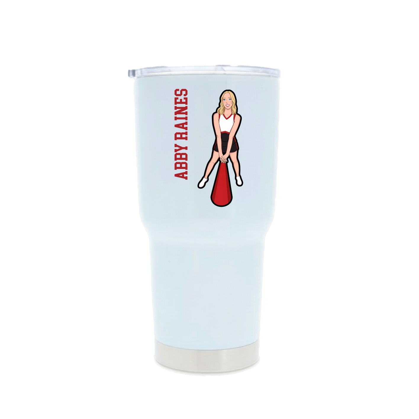 30oz Stainless Steel Tumbler — Name Vertical in White