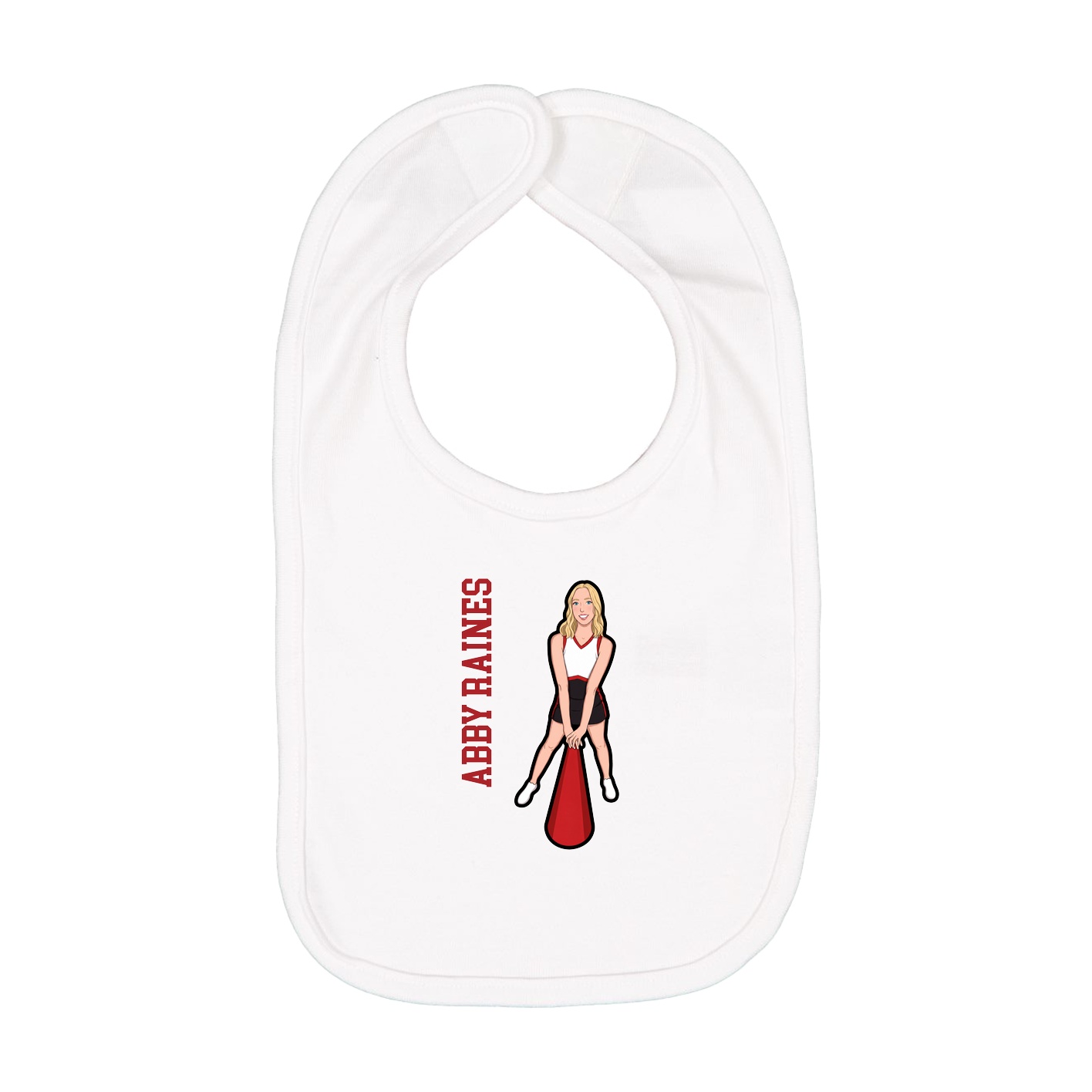 Infant Bib — Name Vertical in White