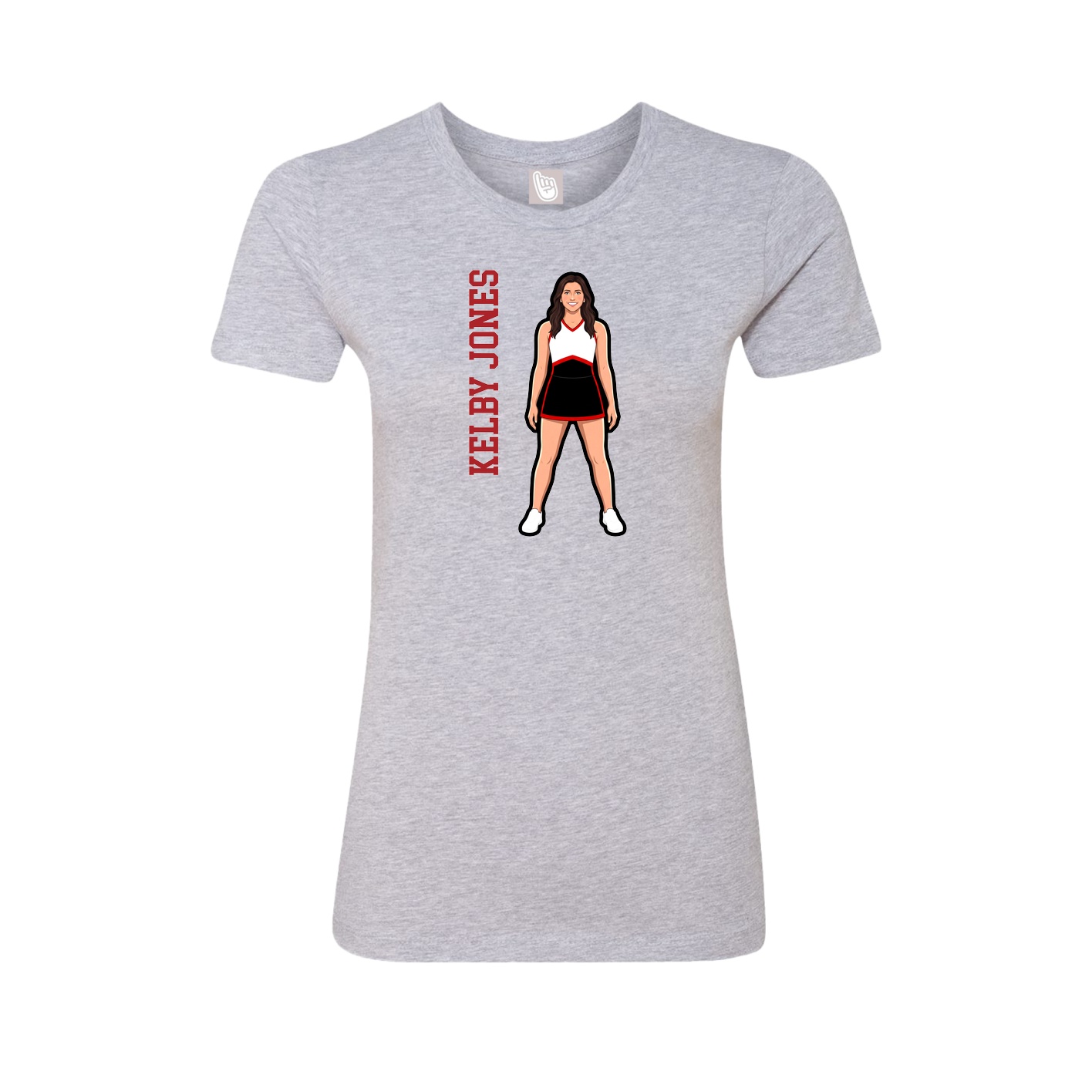 Fitted Women's Tee — Name Vertical in Grey
