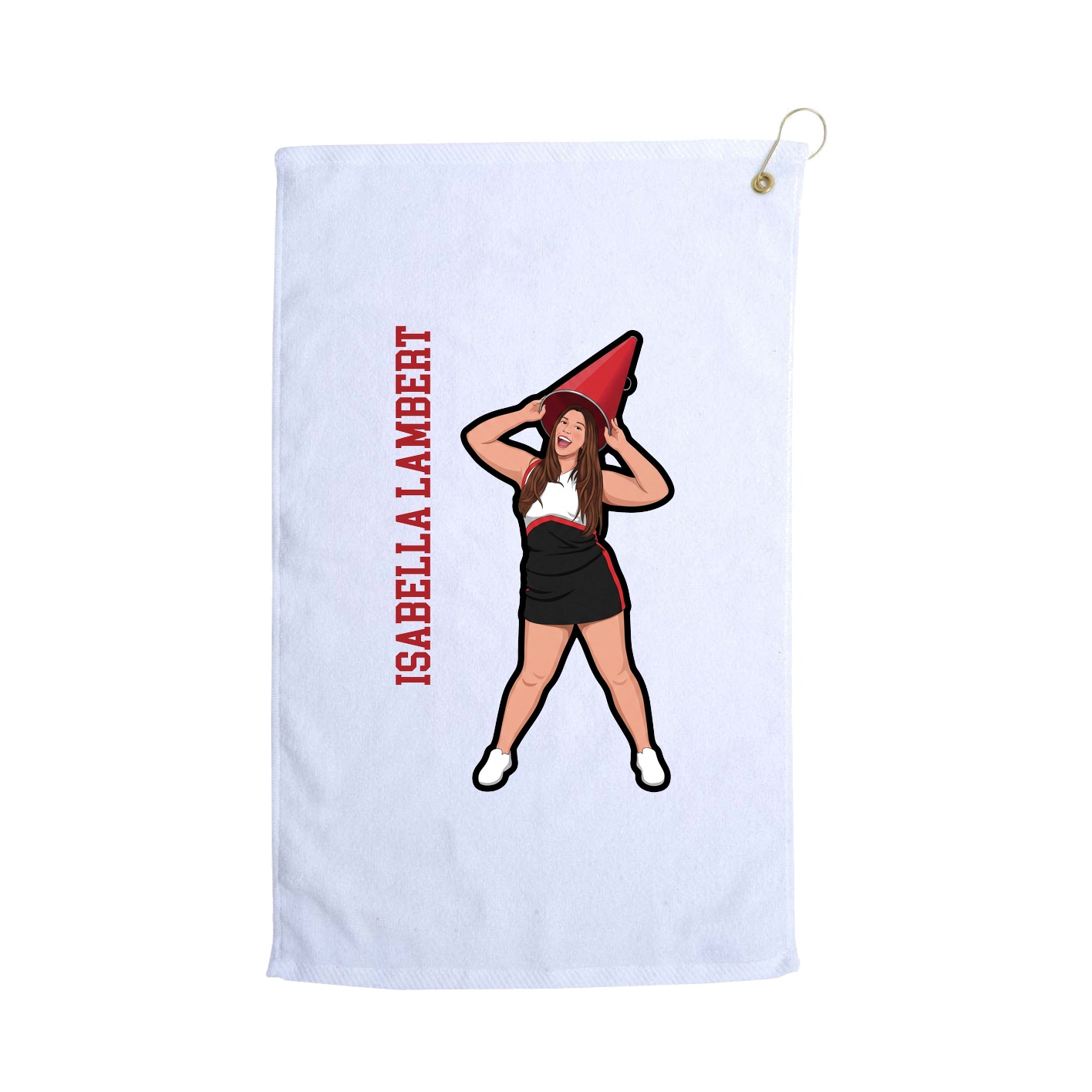Golf Towel — Name Vertical in White